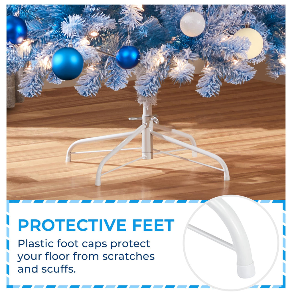 Yaheetech 6ft Snow Flocked Pre-lit Christmas Tree with 250 Warm White Lights, 820 Lush Branch Tips & Quick-Assembly Hinged Design, Full Artificial Xmas Tree for Winter Holiday Décor, Green & White