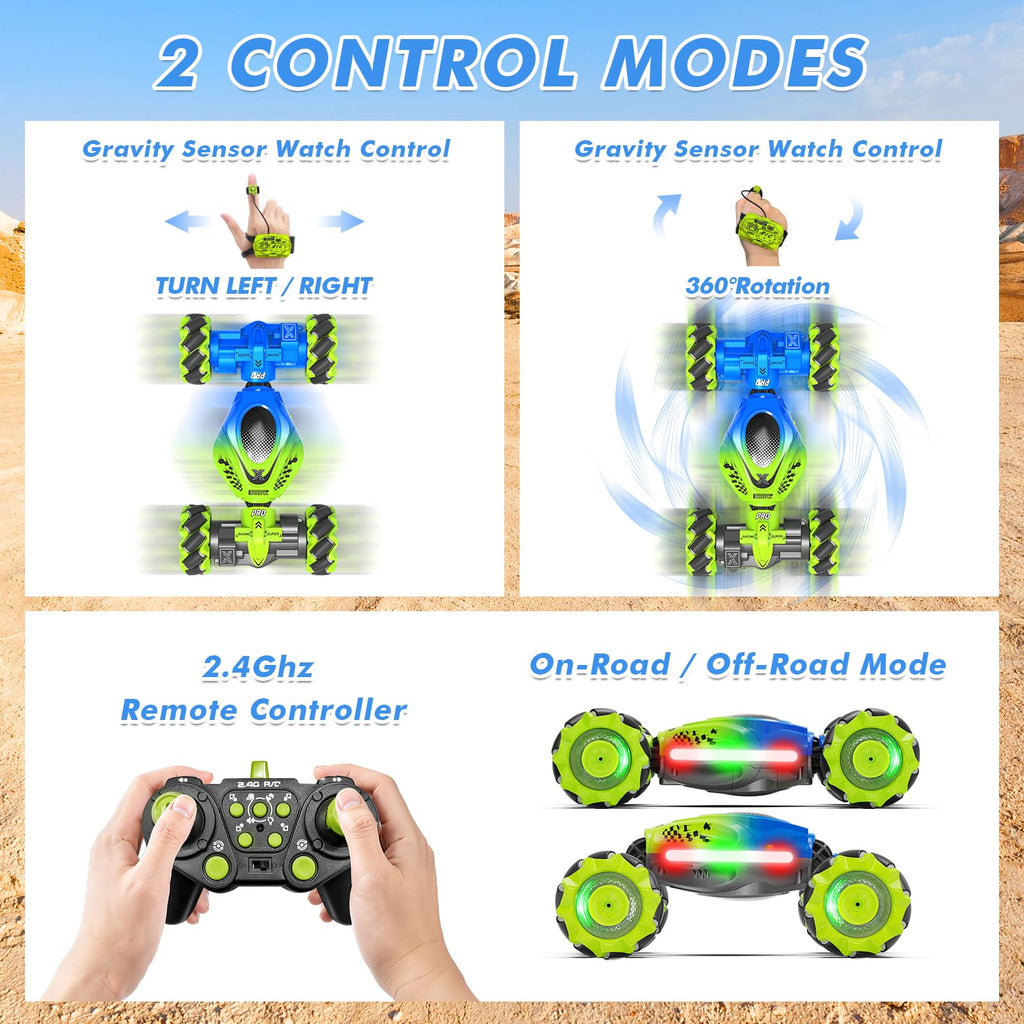 Fosgoit Gesture Sensing RC Stunt Car - Toys for 6-12 Years Old Boys Girls, 4WD Remote Control Car, Hand Controlled Car with Lights Music, Cool Birthday Gifts for Kids Age 6 7 8 9 10 11 12 Years Old
