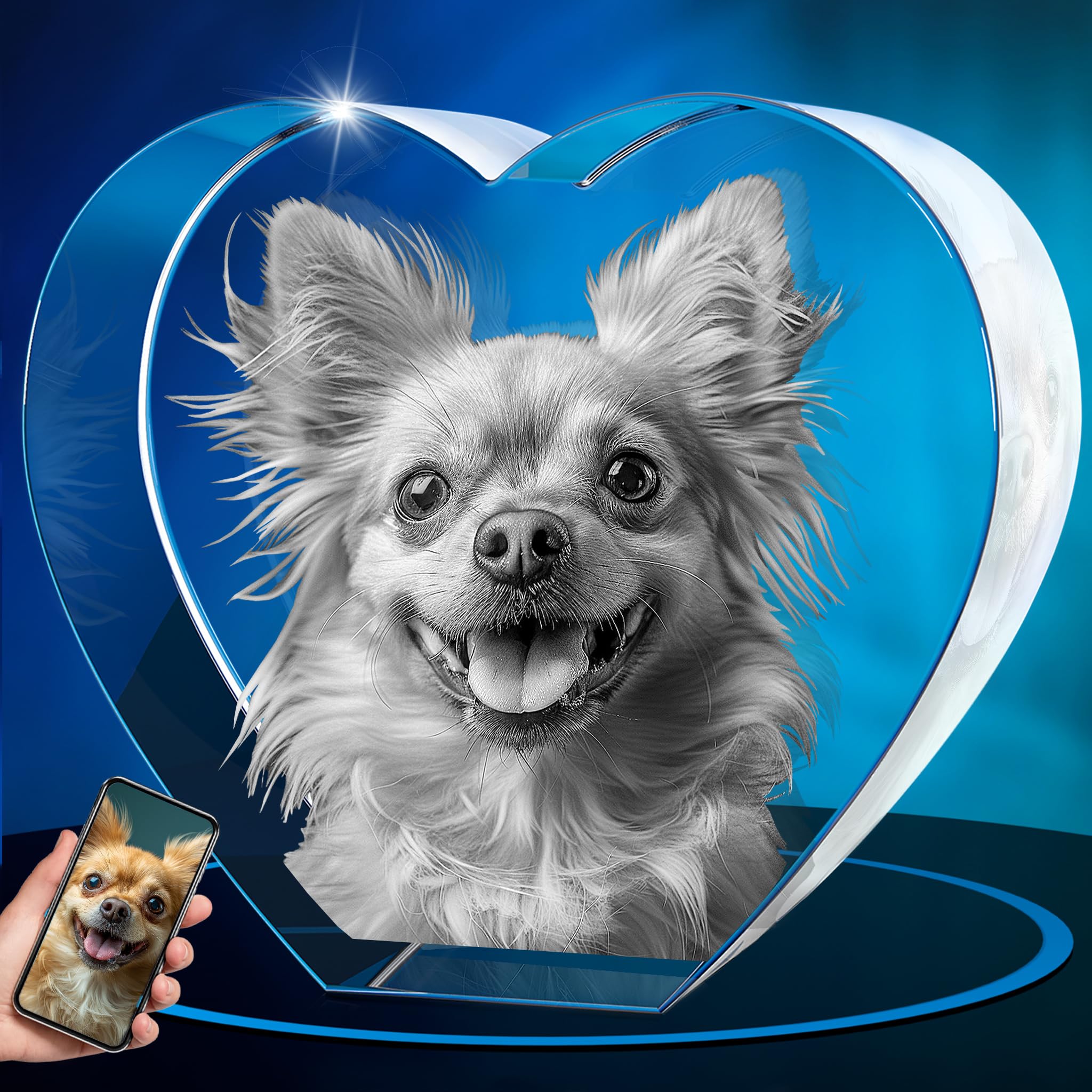 ArtPix 3D Crystal Photo, Personalized Dog Memorial Gifts with Your Own Photo for Dog Lovers, Pet Owners, 3D Laser Etched Picture, Engraved Crystal in Memory of Dog, Customized Gifts