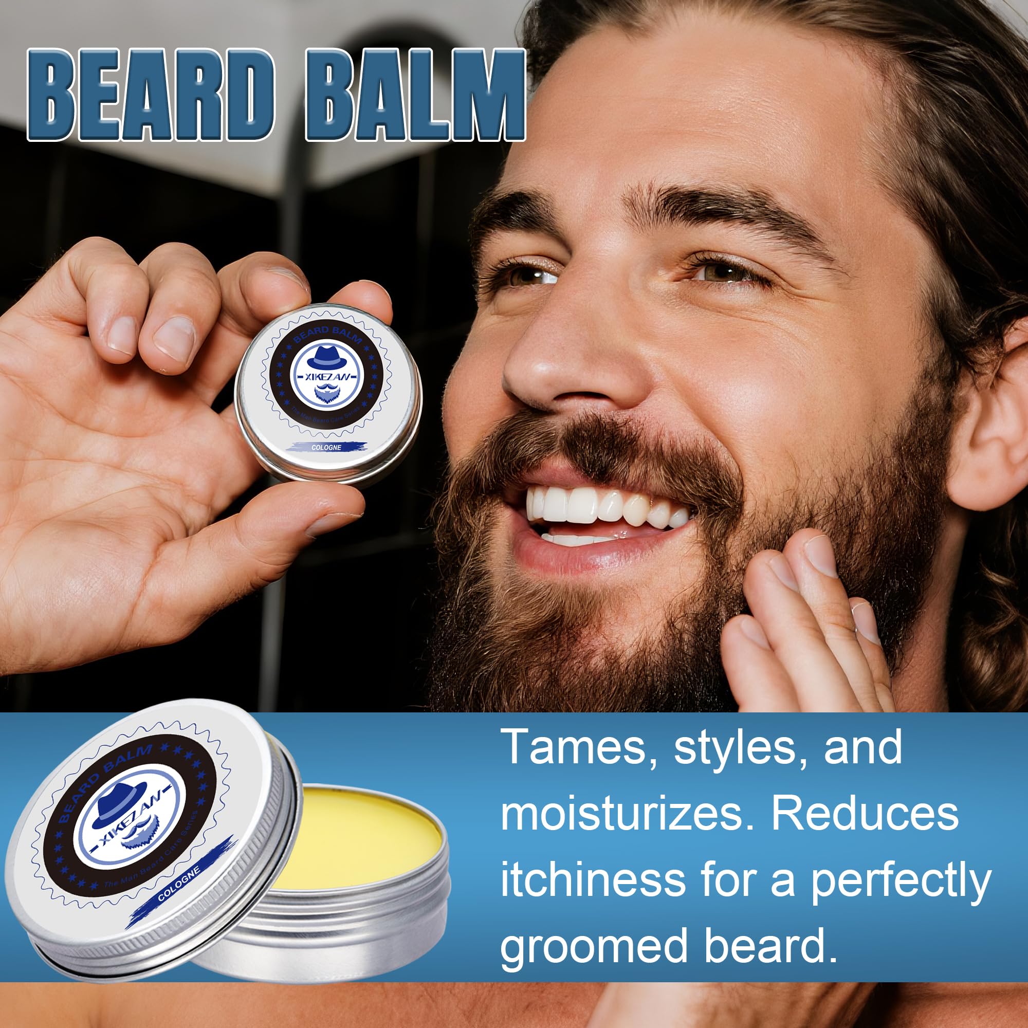 XIKEZAN Fathers Day Gifts for Dad Husband,Beard Kit for Men Grooming & Care w/Beard Conditioner, Wash,Oil,Balm,Birthday Valentines Easter Gifts for Mens Him Boyfriend Christmas Stocking Stuffers