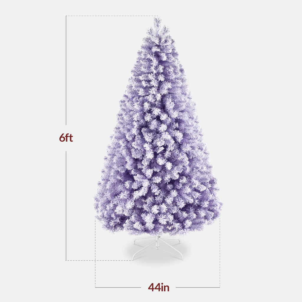 Best Choice Products Artificial Flocked Christmas Tree, 6ft Premium Unlit Pine Holiday Décor w/Full Branches, Metal Stand - Green