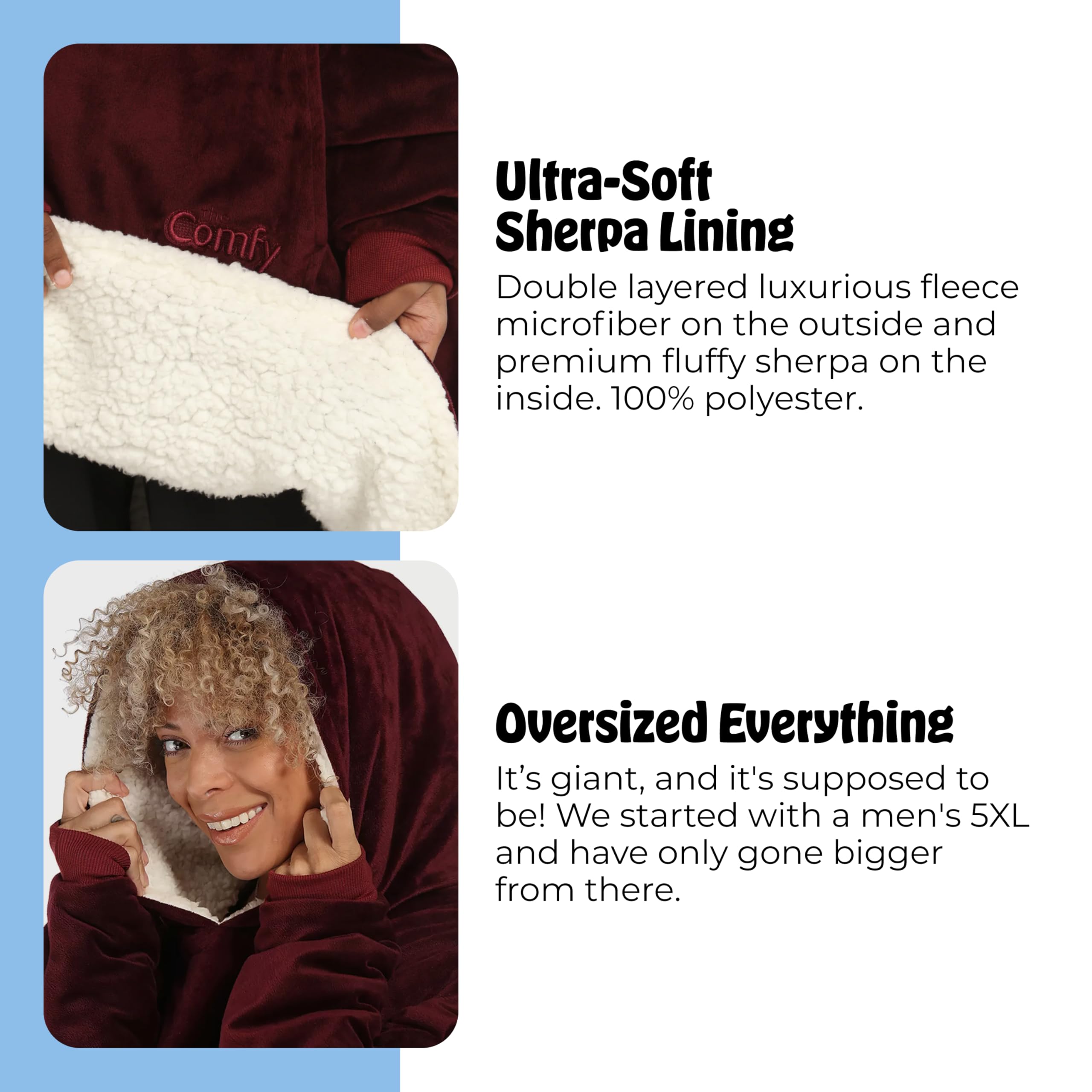 THE COMFY Original | From Shark Tank | Patented | Oversized Sherpa Wearable Blanket Hoodie| Gift for Women & Men | One Size