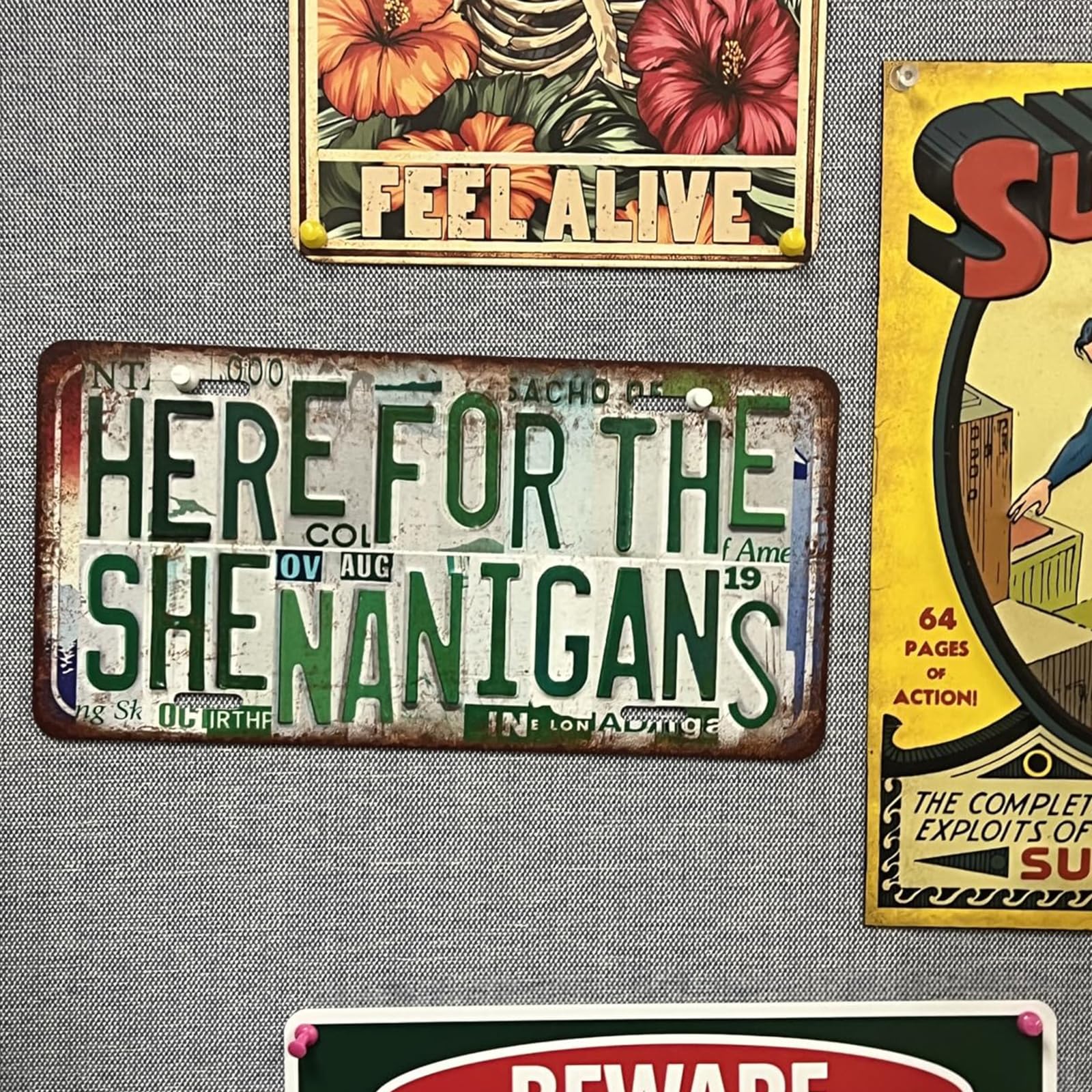 Vintage Wall Decor Grandkids The Best Part Of Growing Old License Plate Metal Sign Tin Signs Poster