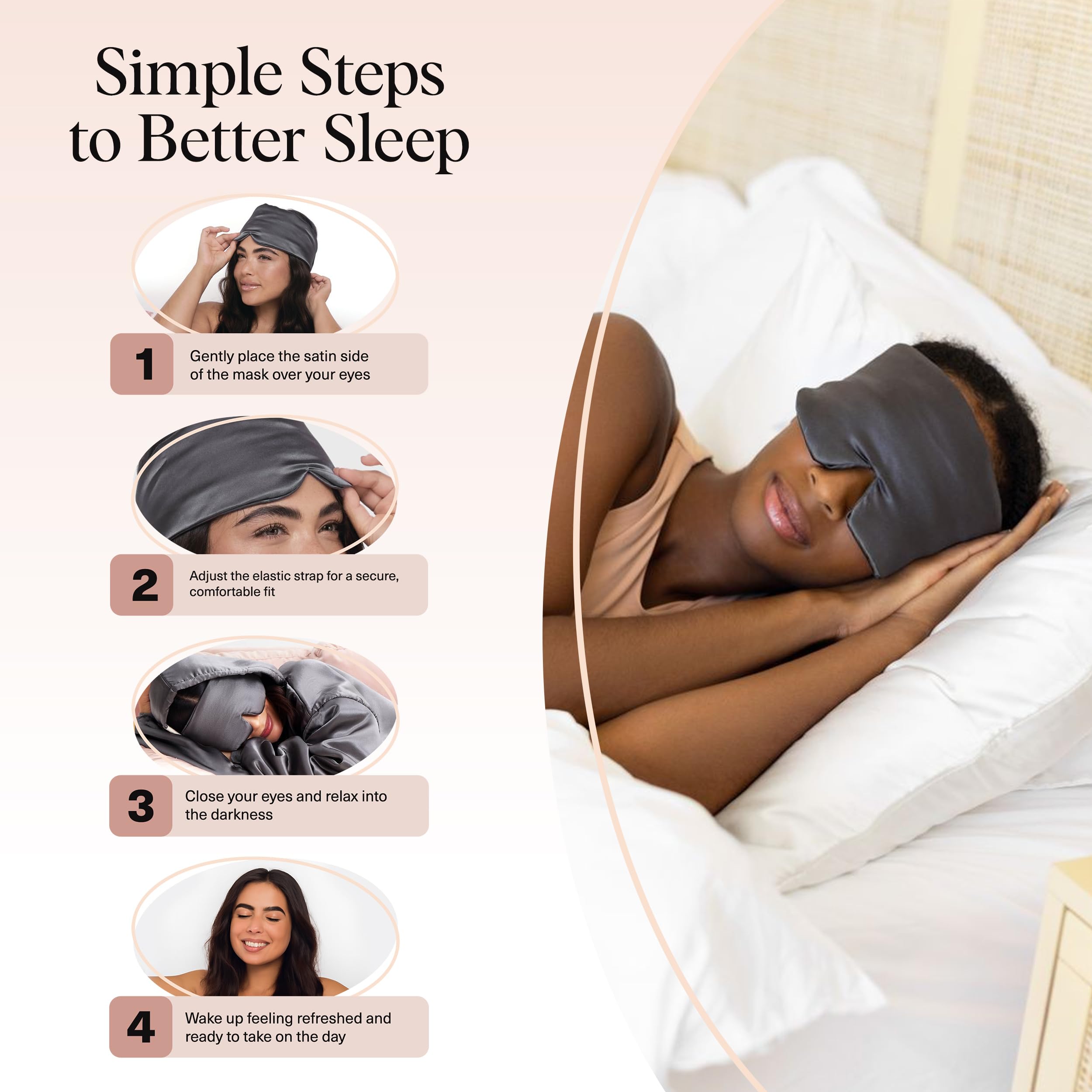 Kitsch Contour Pillow Eye Mask – Softer Than Silk Eye Masks for Sleep, Blindfold Sleep Masks for Women & Men, No Eye Pressure, Lightweight, Eye Care, Travel Essentials - Blush