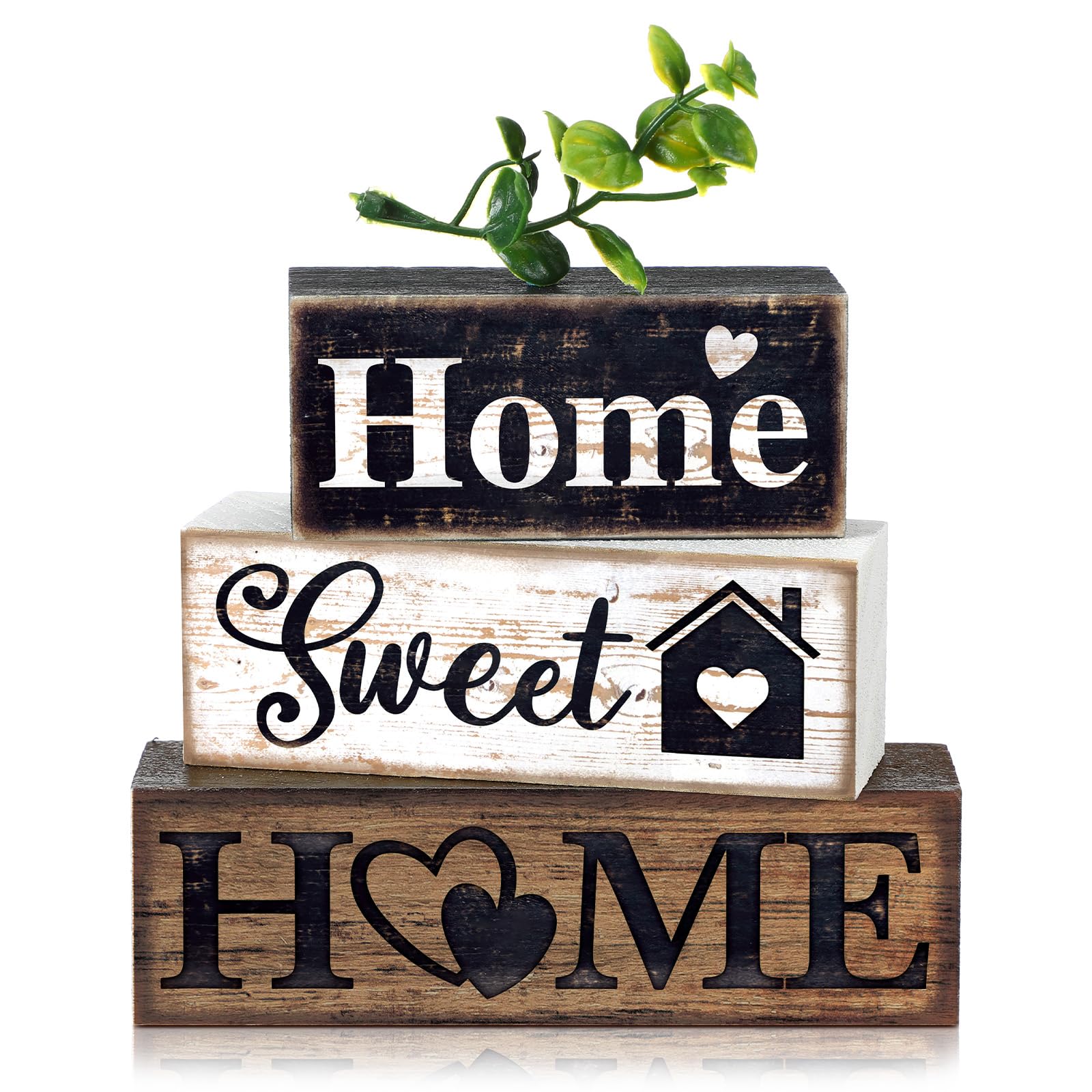 Moucuny 4 Pcs Christmas Table Decor Wooden Hot Cocoa Decoration Christmas Centerpiece Winter Tiered Tray Decor Decorative Red Hot Cocoa Block Signs Gift Farmhouse Xmas Decoration for Home Kitchen