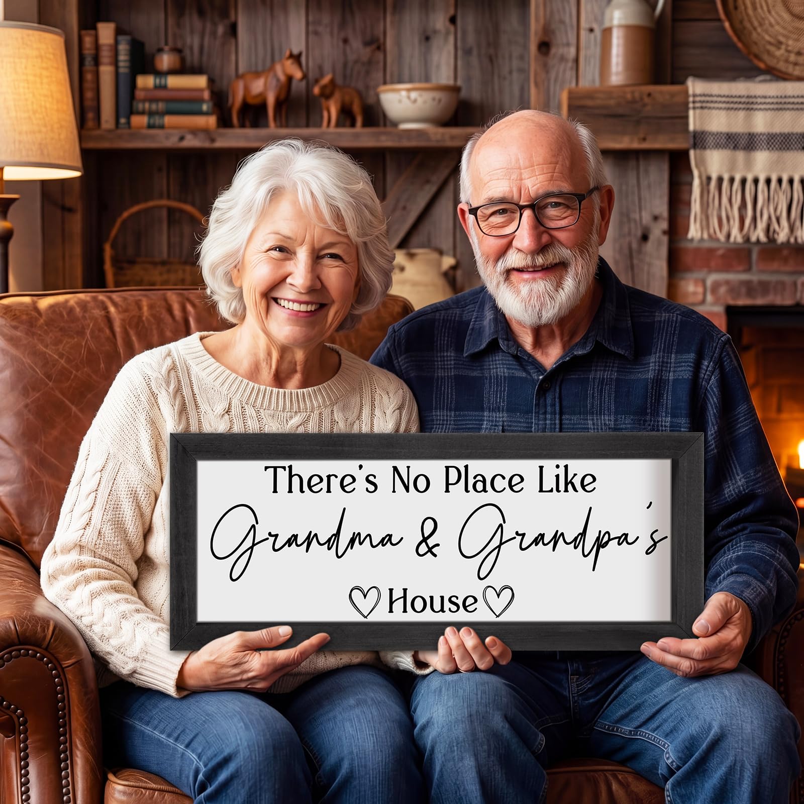 Yousoontic Grandparents Gift from Grandkids There's No Place Like Grandma & Grandpa's House Wooden Sign Farmhouse Home Decor for Birthday Christmas Thanksgiving Gift(Dark Brown,11.8 Inch)
