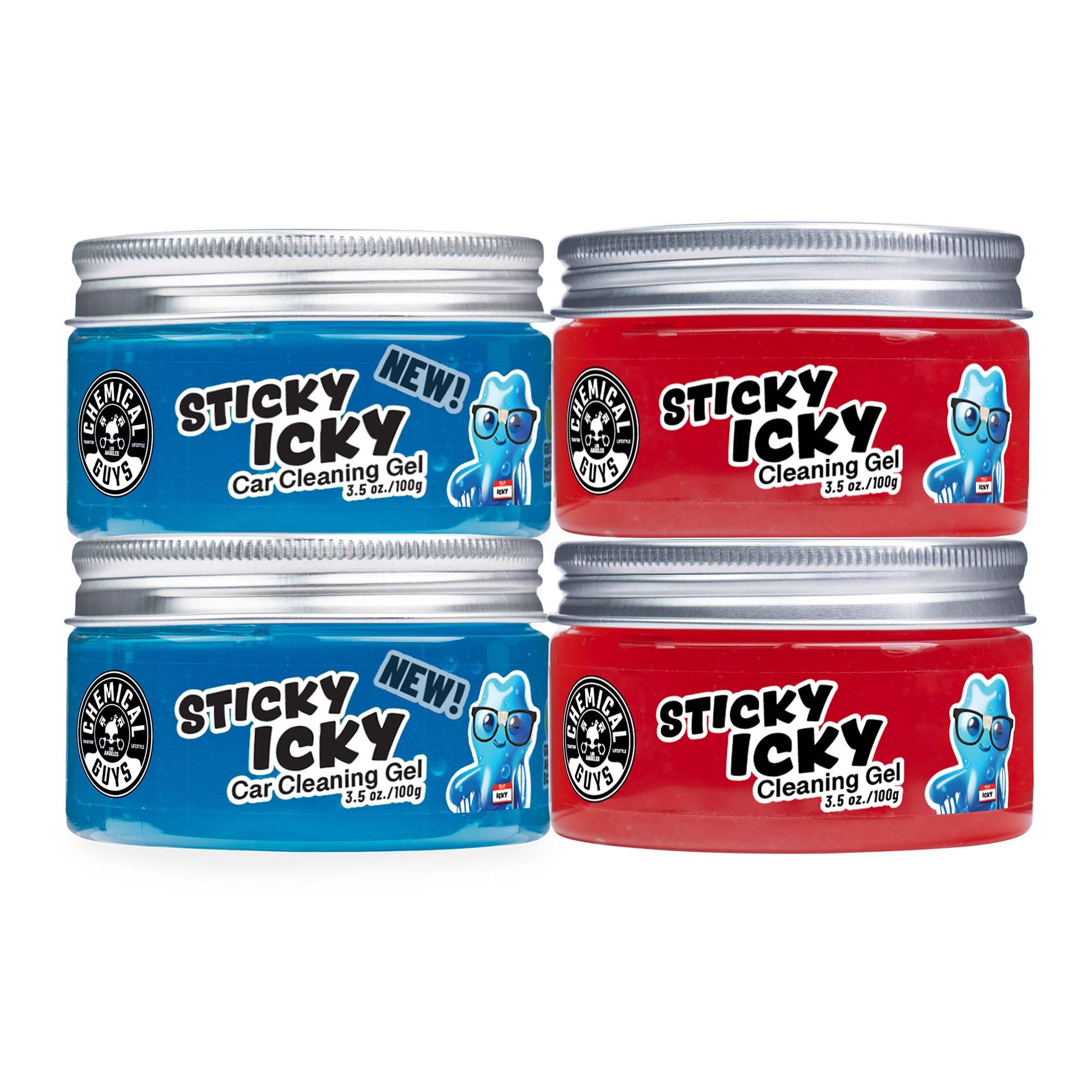 Chemical Guys Sticky Icky Car Cleaning Gel, Green Apple, Interior Car Cleaner, Reusable Automotive Crevice & Interior Dust Cleaner for Air Vents, Consoles, Cup Holders & Keyboards, 4 Pack (100g Each)