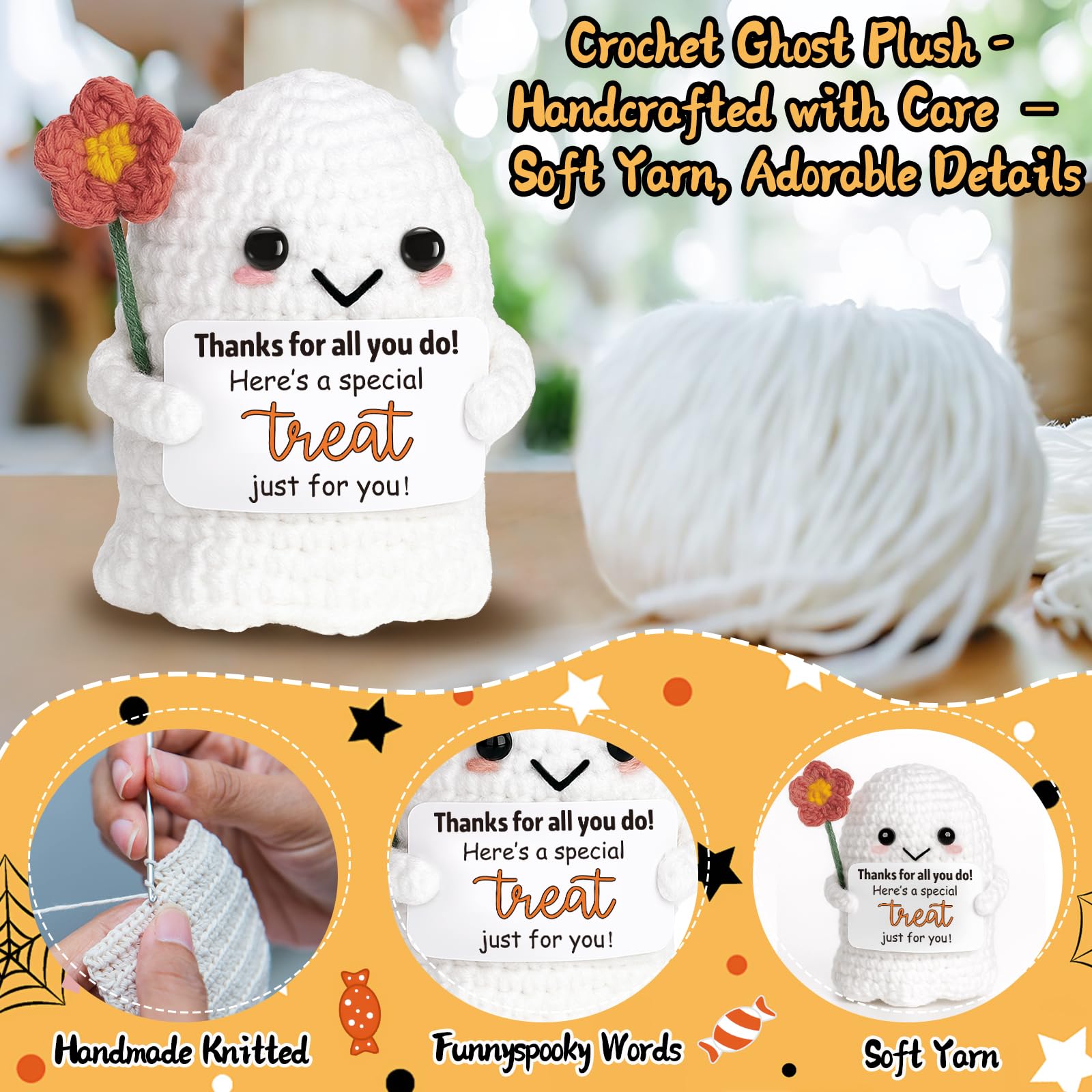 You're My Boo Crochet Ghost - Anniversary Love Birthday Gifts for Women Men Her Him Boyfriend Girlfriend, Fathers Day Card for Husband from Wife - Holiday Stuffers for Halloween Valentine Christmas