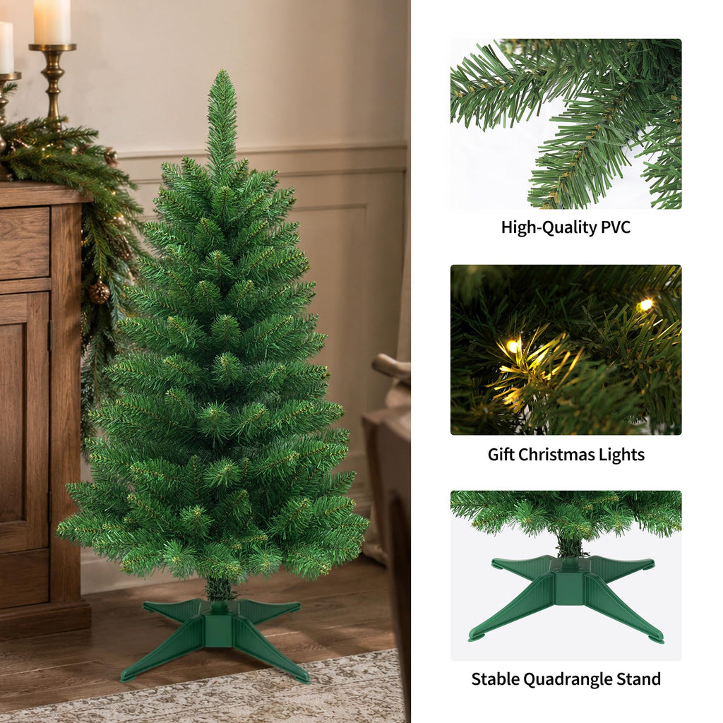 Small Christmas Tree 3FT Artificial Desktop Xmas Tree for Holiday Decor 160 Branch Tips,Green