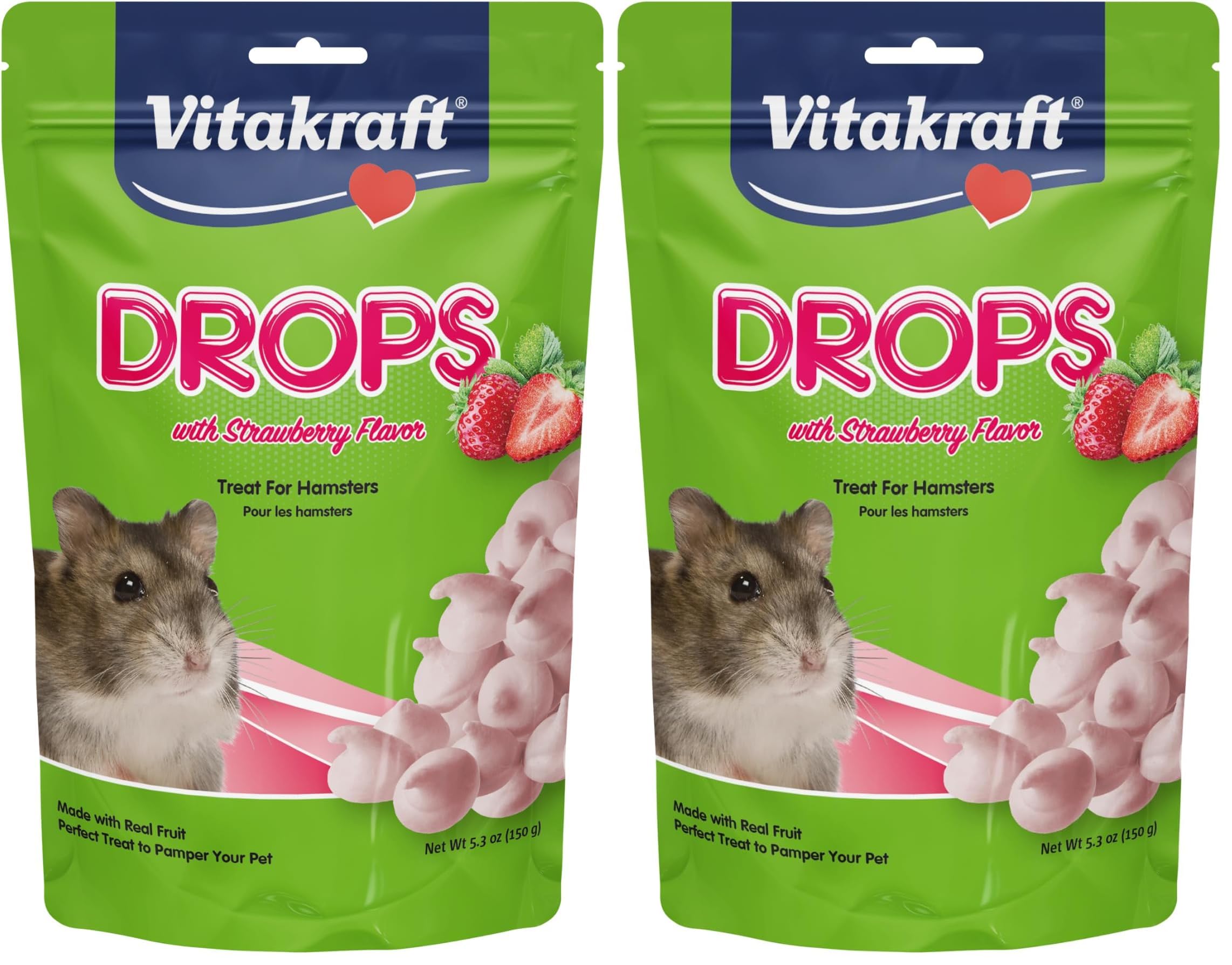 Vitakraft Mini Drops Cherry Banana Treats for Hamsters Rats Mice and Small Pets - Wholesome Small Animal Snacks with Real Fruit Flavor and Nutrient-Rich Goodness - 2.5 Ounce Pack