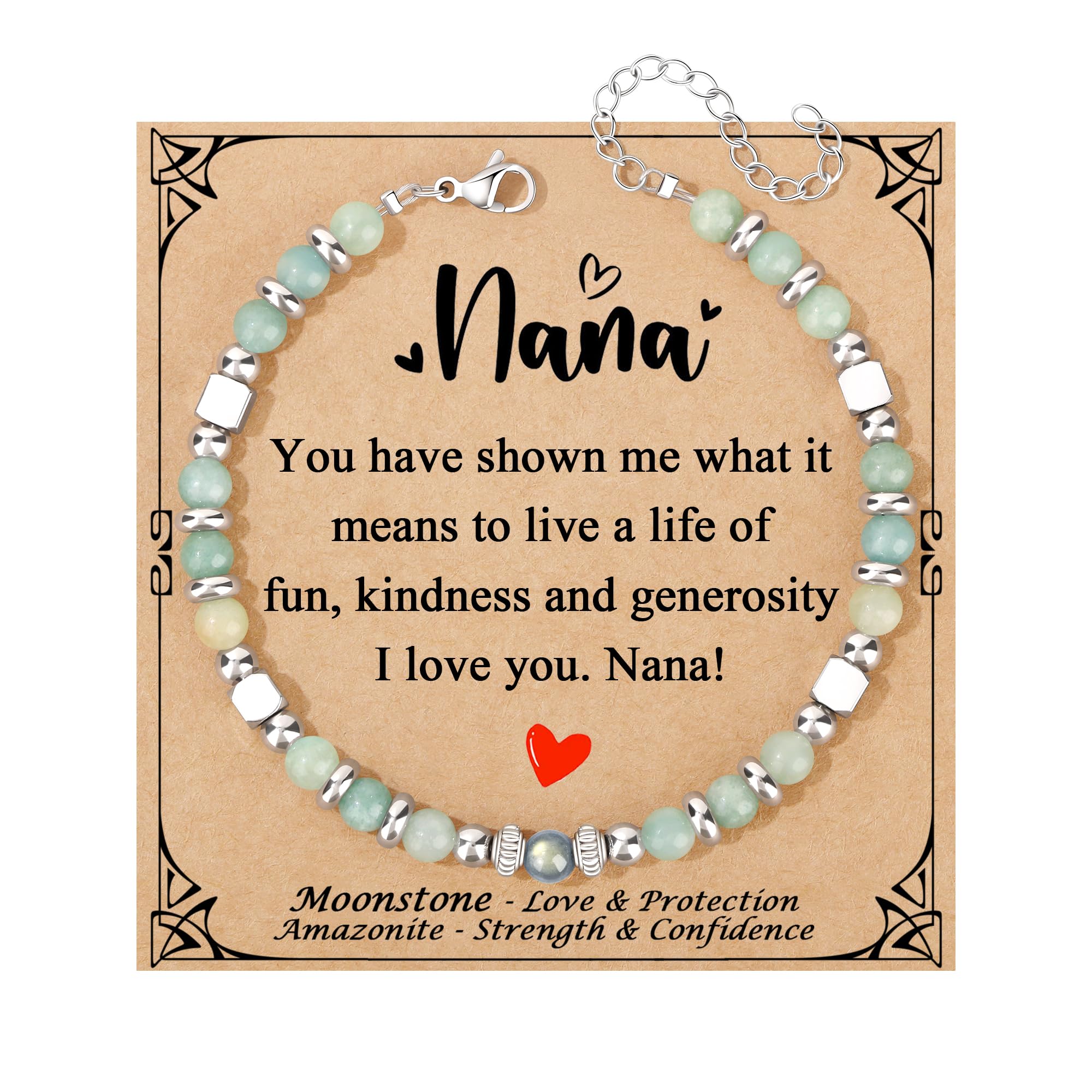 JoycuFF 𝗚𝗶𝗳𝘁𝘀 𝗳𝗼𝗿 𝗪𝗼𝗺𝗲𝗻 𝗠𝗼𝗼𝗻𝘀𝘁𝗼𝗻𝗲 𝗕𝗿𝗮𝗰𝗲𝗹𝗲𝘁 Amazonite Colorful Imperial Jasper Stainless Steel Beads Bracelets, Graduation Christmas Valentines Mothers Day Birthday Gifts