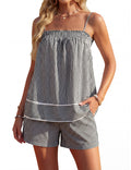 Blooming Jelly Women Two Piece Lounge Sets Striped Camisole Top Matching Shorts Set Summer Vacation Outfits with Pocket