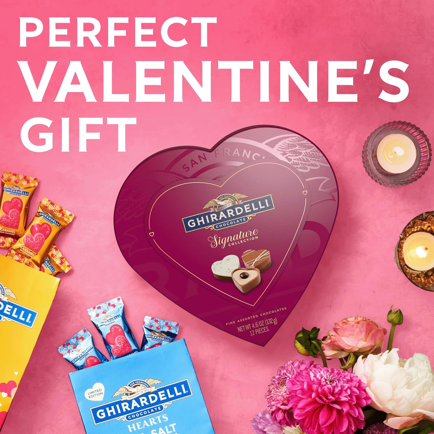 GHIRARDELLI Valentine’s Day Signature Praline Collection, 4.6 oz – Assorted Chocolate Pralines Gift Box