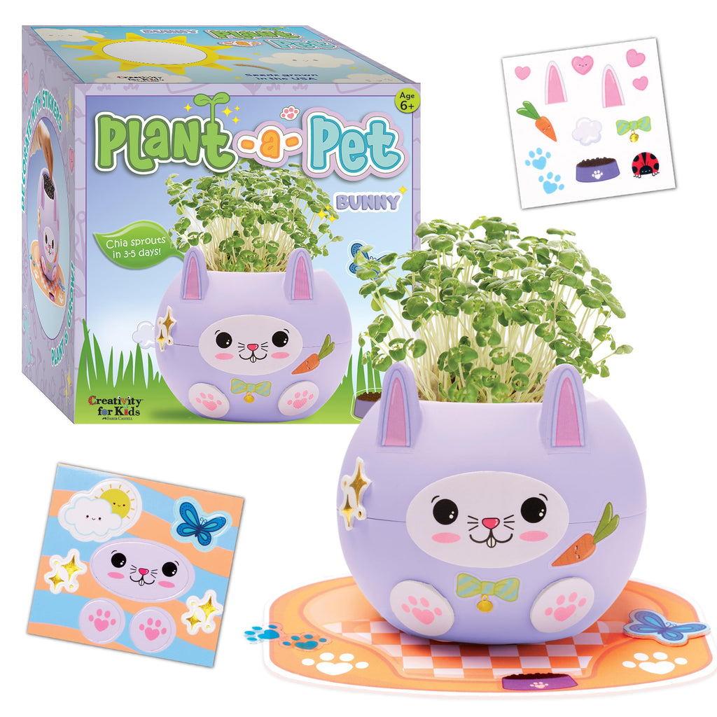 Creativity for Kids Plant-A-Pet: Kitty - Arts and Crafts for Kids, Mini Gifts for Girls and Screen Free Summer Fun for Kids, Chia Seed Plant Pet (Ages 6+)