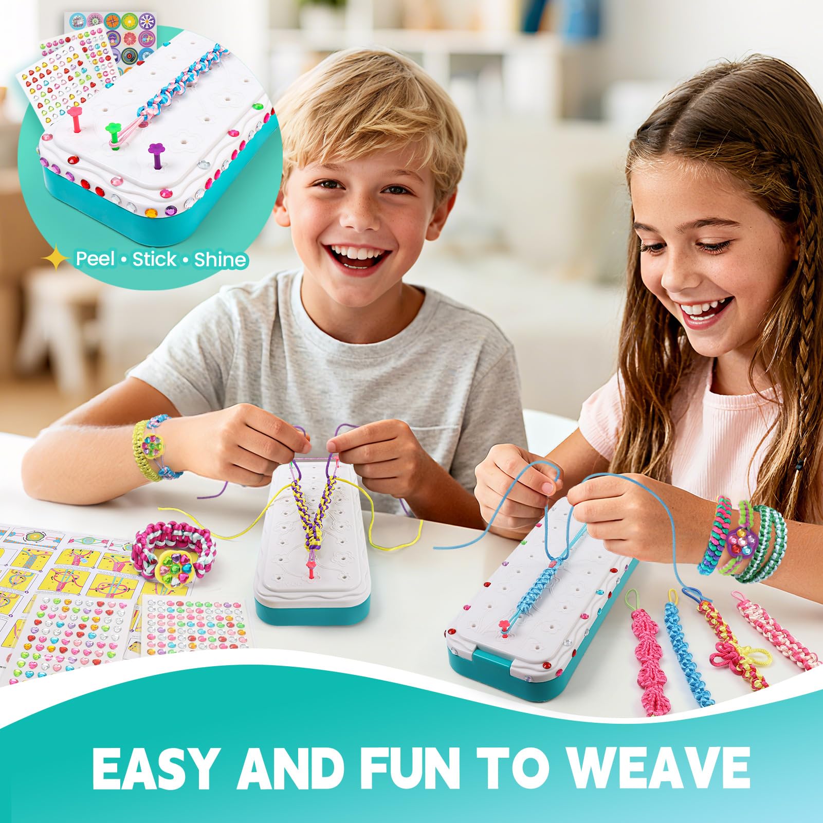 DDAI Arts and Crafts for Kids Age 8-12 Friendship Bracelet Making Kit for Girls - Best Birthday Gifts Ideas for Girl 7 9 10 11 Year Old - Popular Bracelets String Maker Toys Set