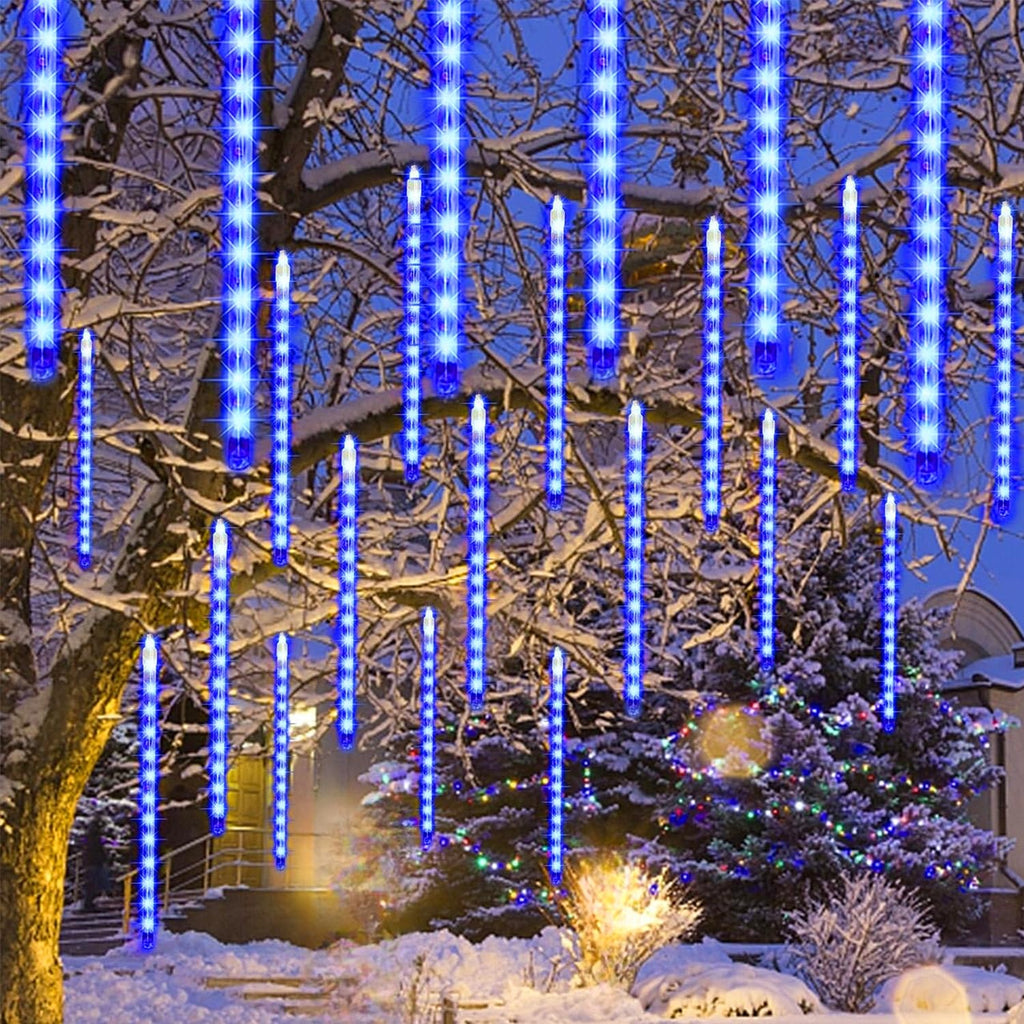 Meteor Outdoor Icicle Lights - 12 Inch, 288 LED, Snow Falling, Connectable, Red & Green, Xmas Wedding Party Tree Decor