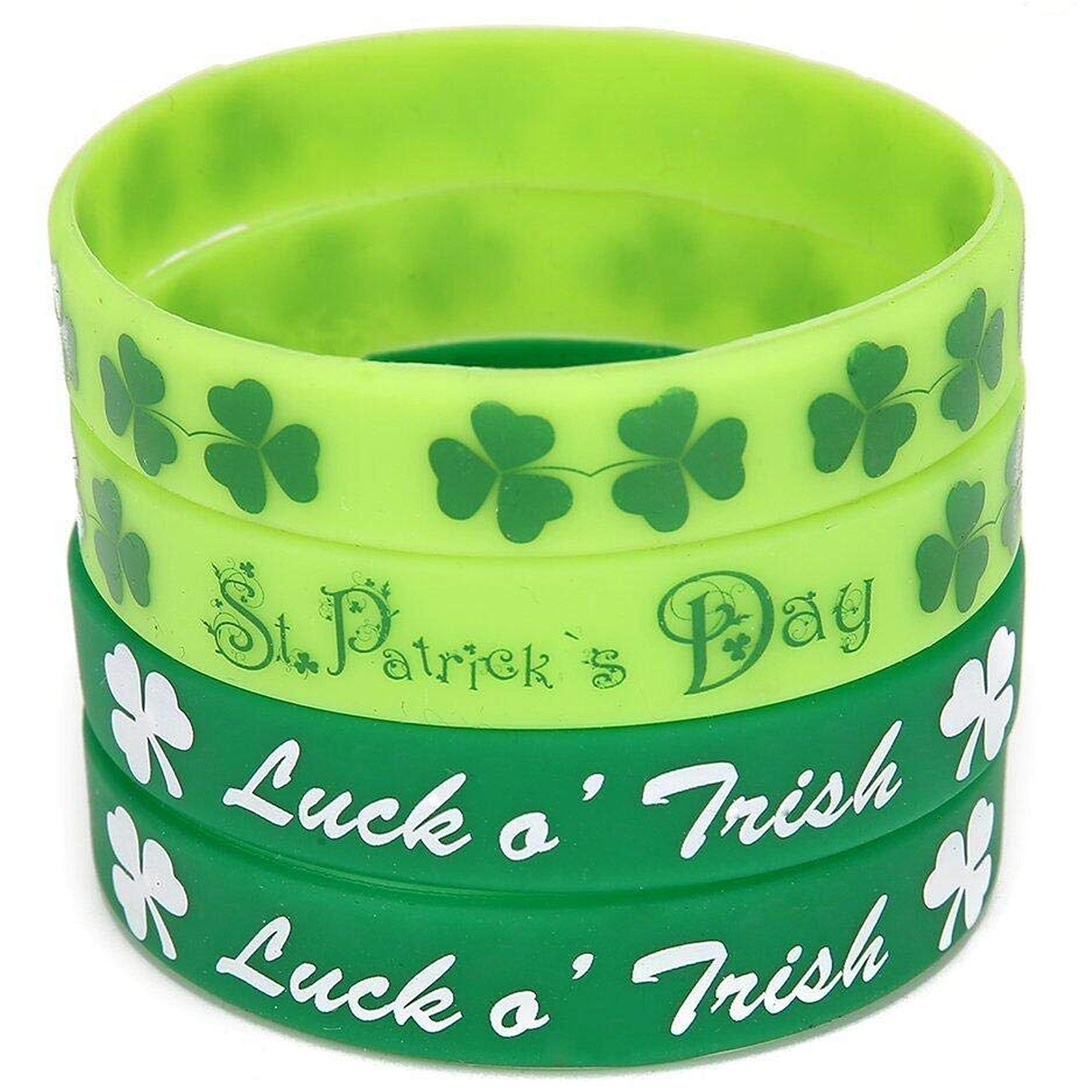 Moon Boat 74PCS St. Patrick's Day Shamrock Rubber Wristbands Bracelets - Party Favors Supplies Gifts Decorations