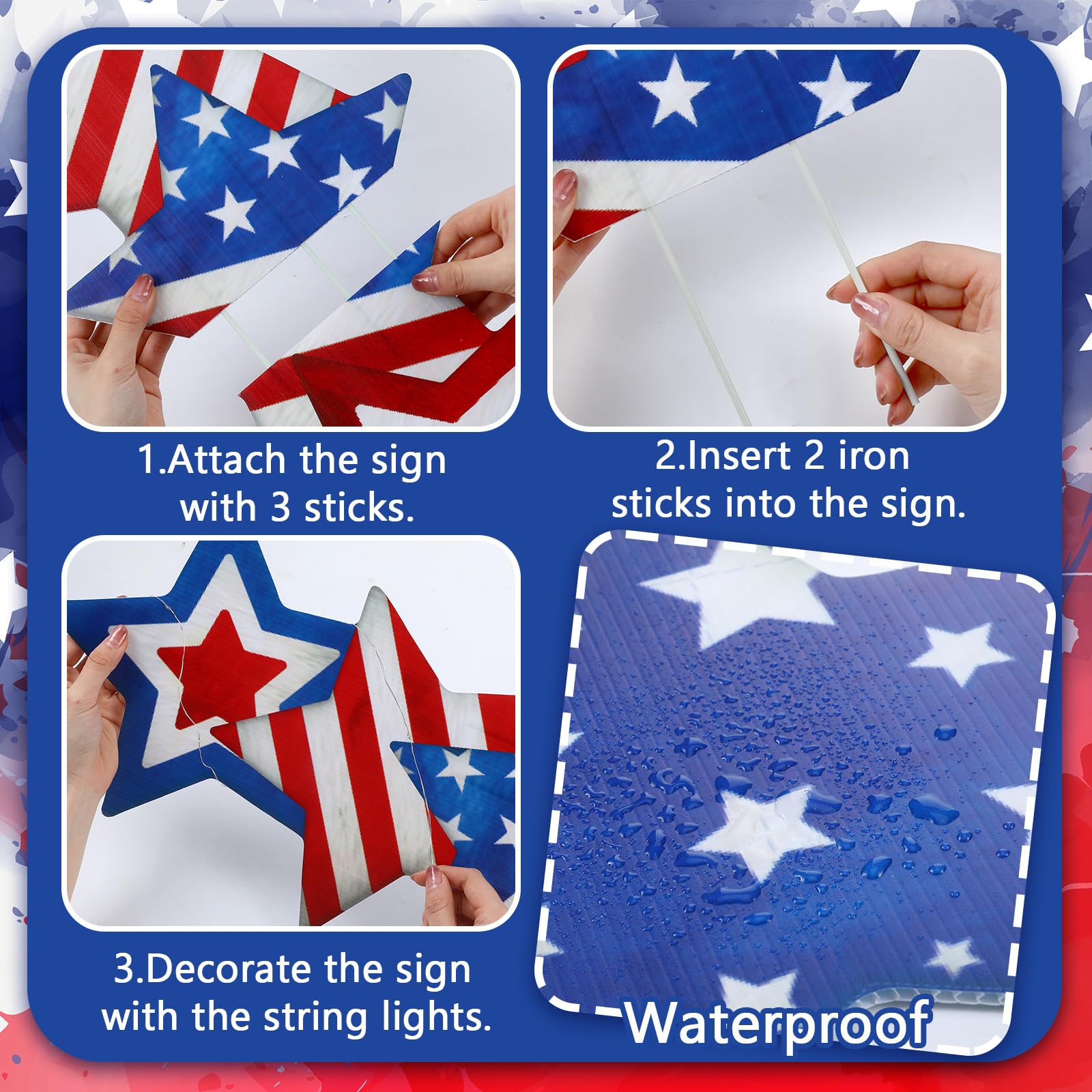 Bencailor 4 Set 4th of July Yard Signs LED 250th Anniversary Patriotic Outdoor Lawn Decor Waterproof USA Red White and Blue Yard Stakes for Independence Day(Green,St. Patrick's Day)