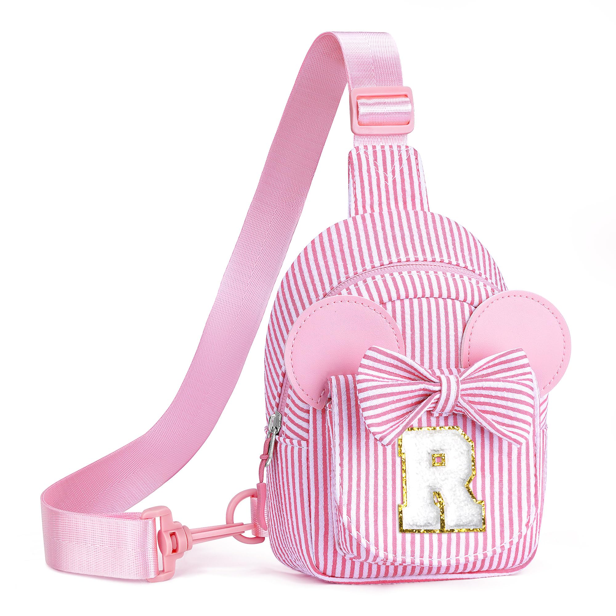 Birthday Gifts for Girls Kids, Personalized Small Initial Pink Sling Bag for Kid Girls | Small Initial Monogram Fanny Packs Crossbody Bag Purse for Girl Kid Year Old Birthday Gifts (Pink A)