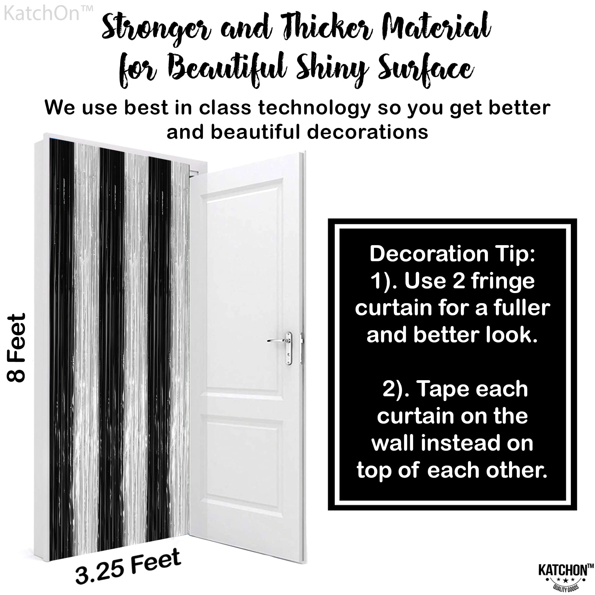 KatchOn, XtraLarge Gold Streamers Backdrop - 3.2x8 Feet, 2 Pcs | Gold Fringe Backdrop Curtain for Ramadan Decorations for Home, Casino, 50th Birthday Decoration | Graduation Decorations 2026