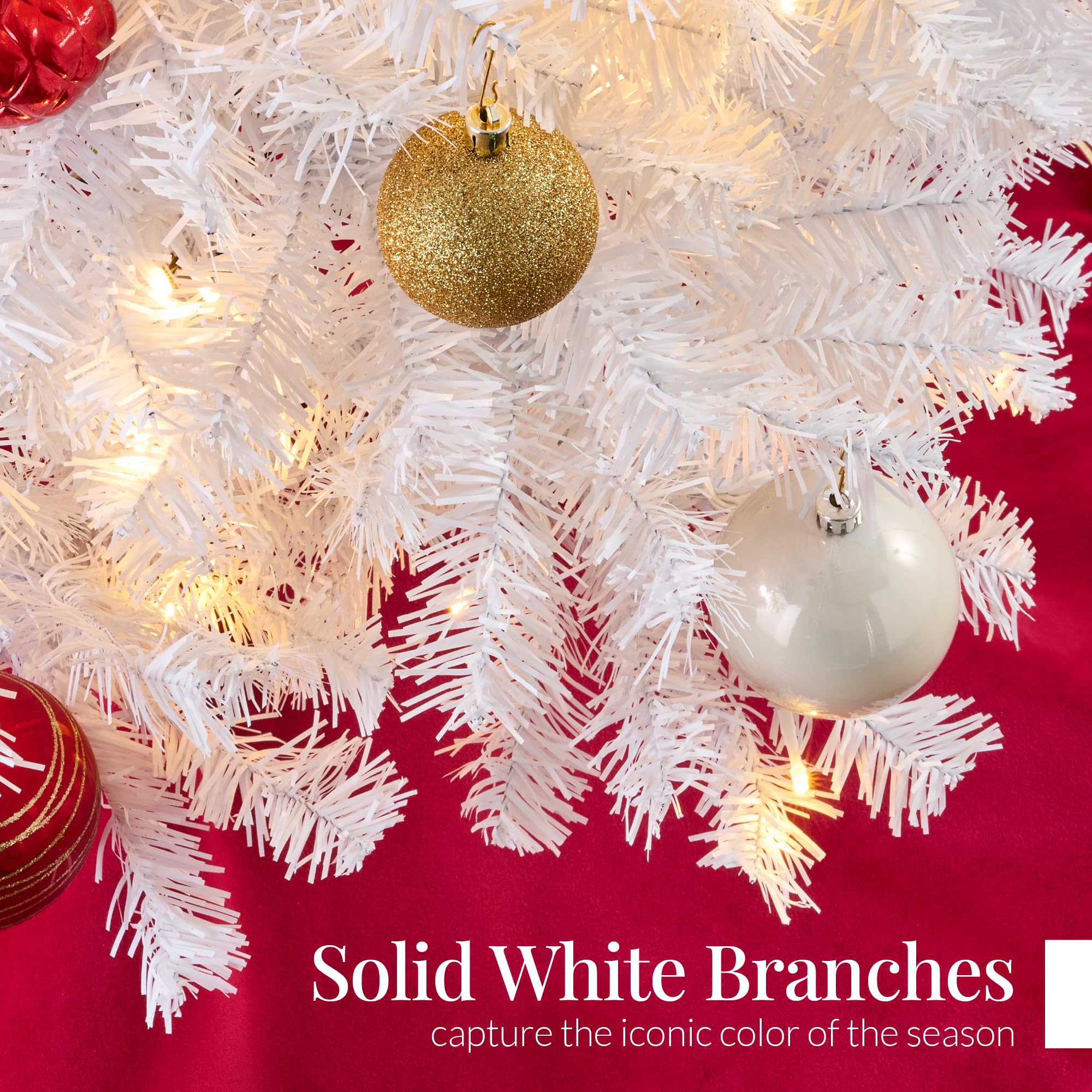 Best Choice Products White Christmas Tree 6ft Pre-Lit Artificial Pine Tree Premium Holiday Decoration w/Warm White Lights, Stand, Easy Assembly