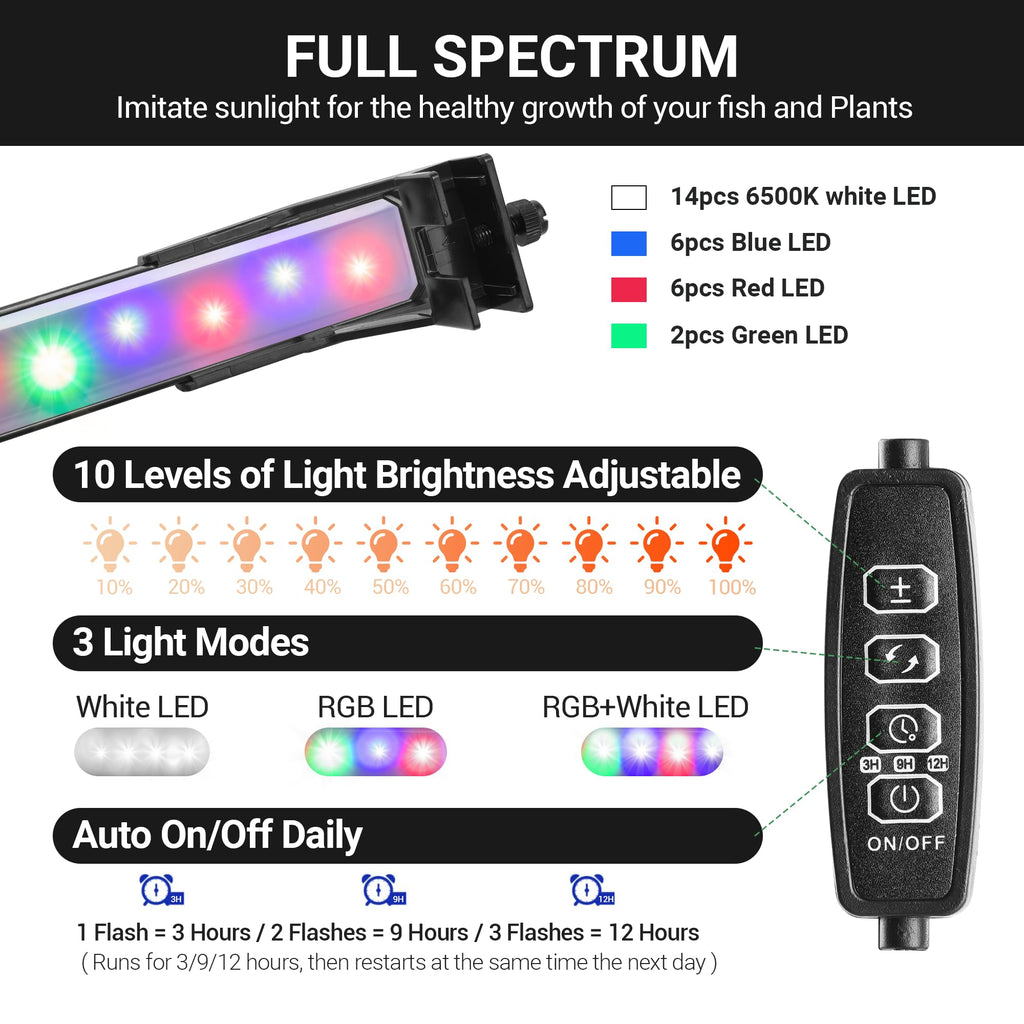 3.5 Gallon Betta Fish Tank, All in One Aquarium Starter Kits with Back Filter, Adjustable Pump, 25W Heater, LED Thermometer, LED Light with Timer & Water Changer Kit, Gifts for Mom Wife