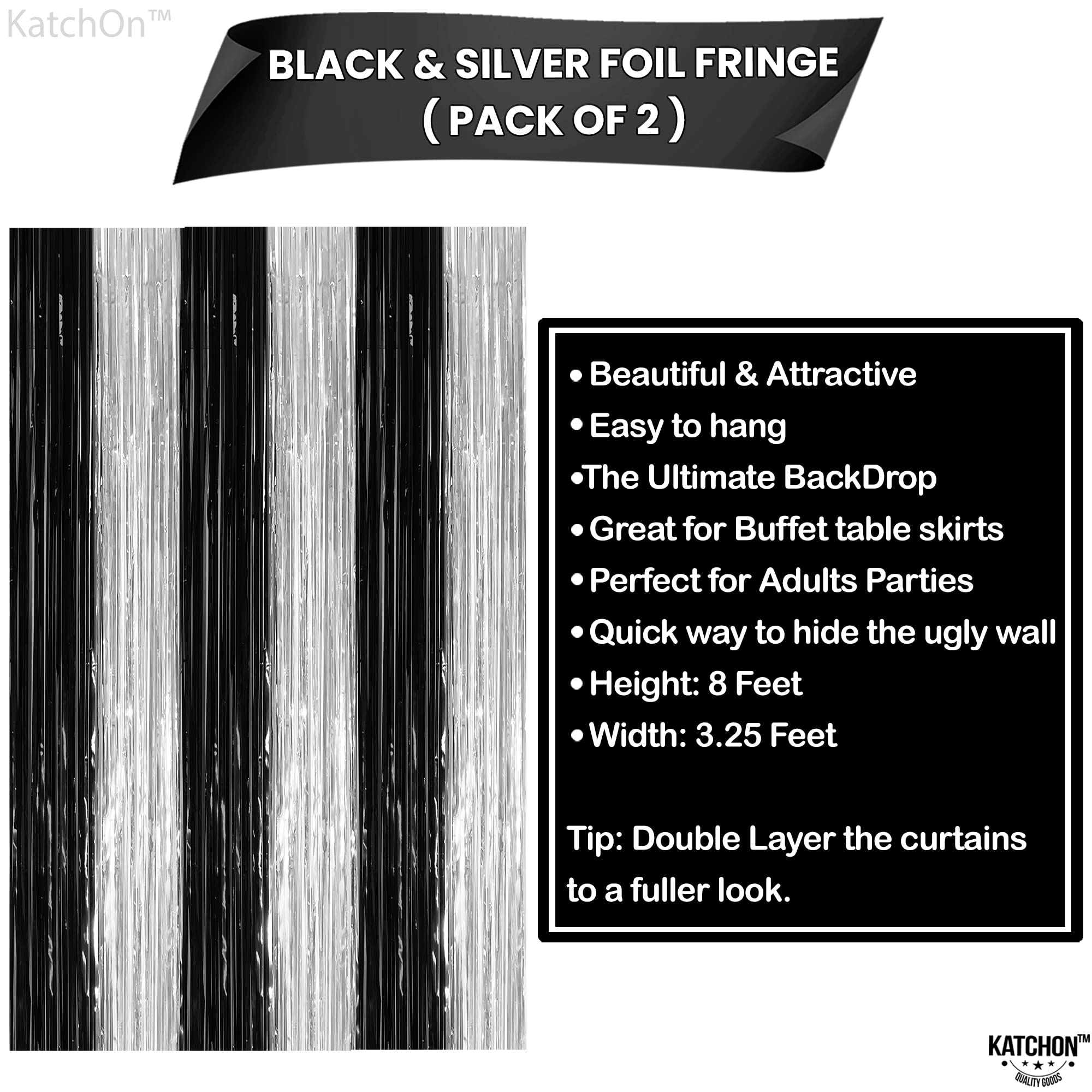 KatchOn, XtraLarge Gold Streamers Backdrop - 3.2x8 Feet, 2 Pcs | Gold Fringe Backdrop Curtain for Ramadan Decorations for Home, Casino, 50th Birthday Decoration | Graduation Decorations 2026