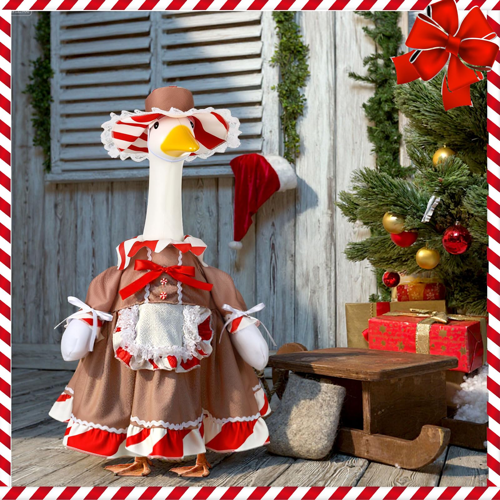 Suzile Fall Maple Porch Goose Outfit Autumn Goose Clothes for 23 Inch Cement or Plastic Geese Costume for Yard Lawn Outdoor Garden Patio Concrete Duck Statue Dress Thanksgiving Party Holiday Decor