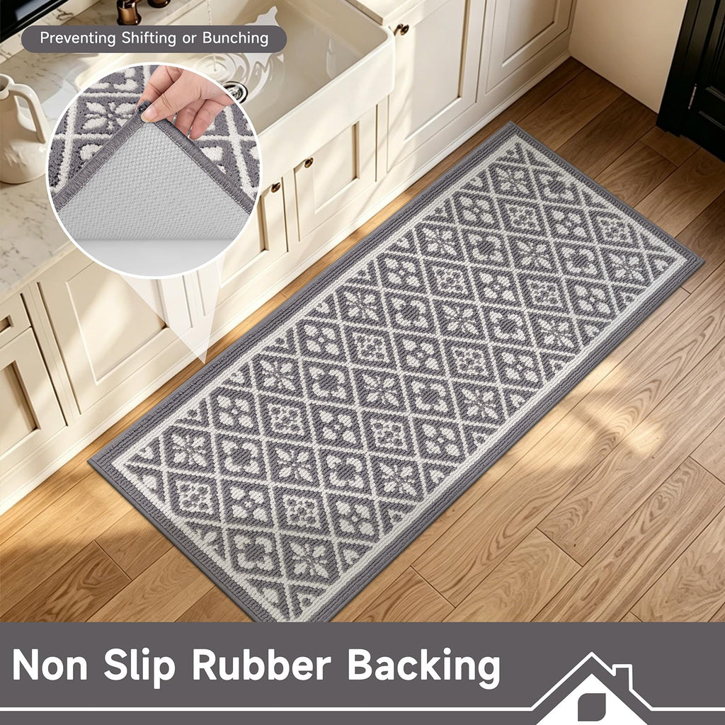 Ileading Christmas Entrance Door Mat, Absorbent Dog Mats for Muddy Paws, Low-Profile Small Red Xmas Decor Kitchen Runner Rug with Non-Slip Backing, Machine Washable Entryway Welcome Mat(Red 24"X36")