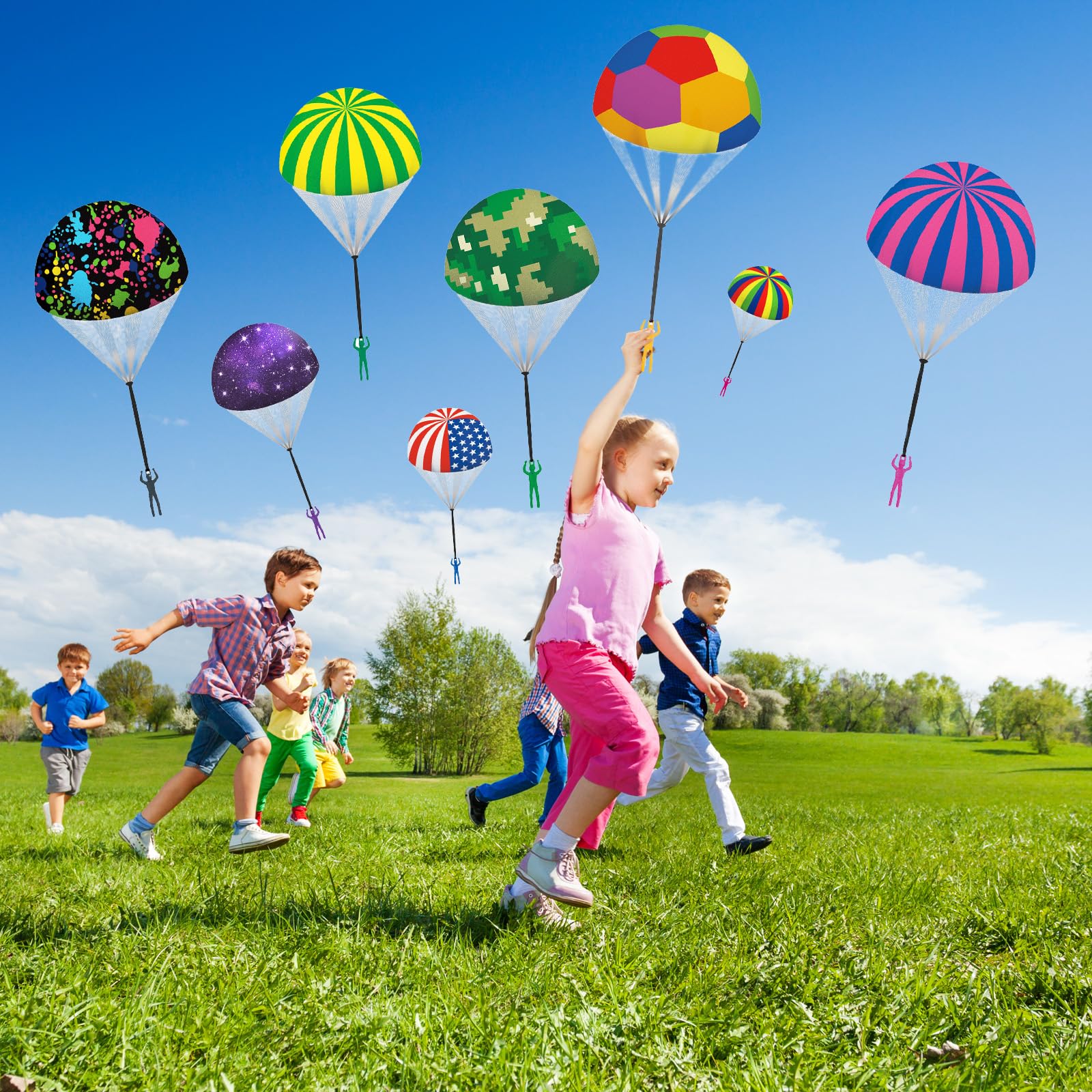 Parachute Toy Easter Eggs Outdoor Flying Parachute for Kid, Throwing Children's Flying Toys with Small Figures, Easter Basket Stuffers Top Indoor Hand Throw Soliders for 3-12 Year Old (10PCS)
