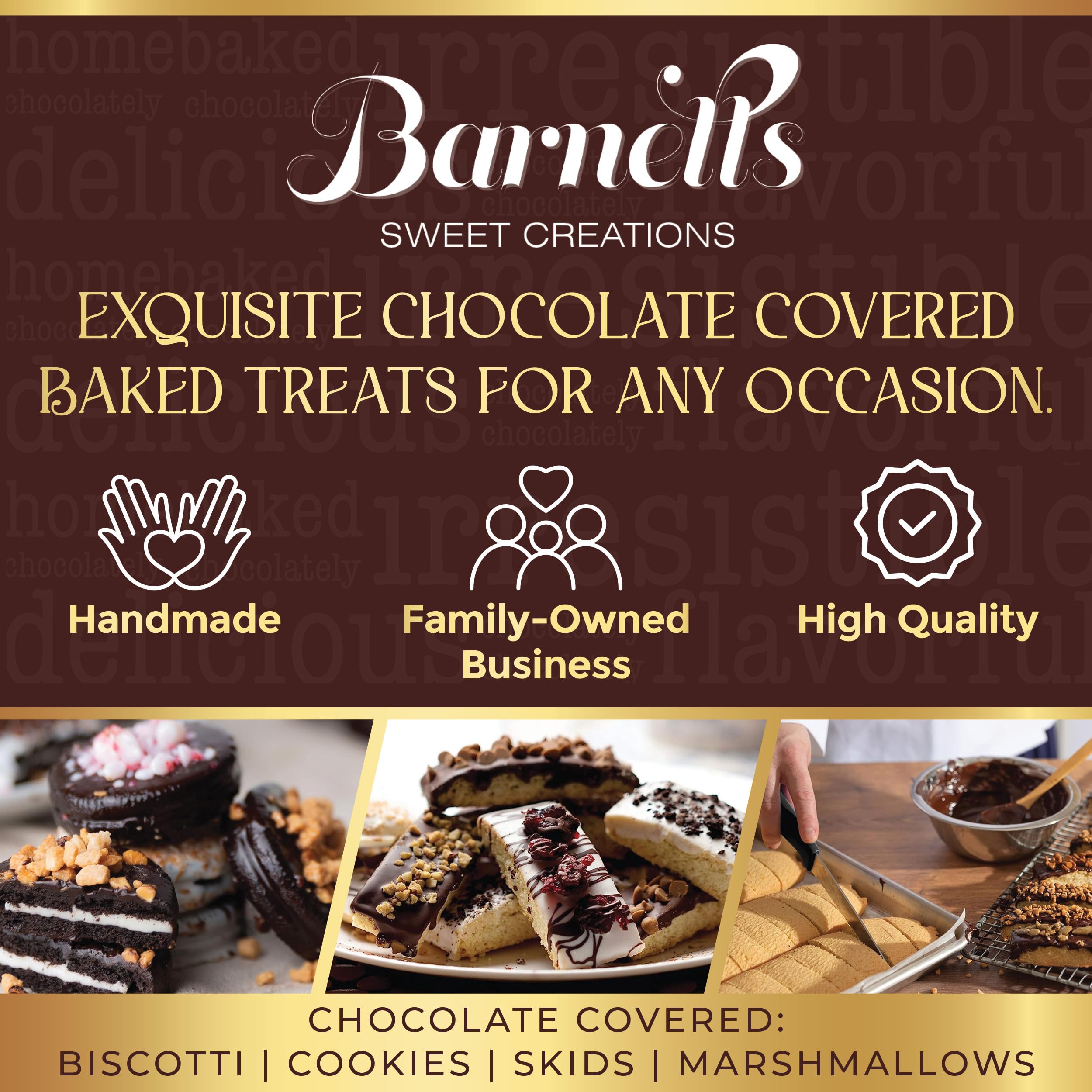 Barnetts Fathers Day 12 Chocolate Biscotti Gift Box, Gourmet Cookie Gifts Basket for Him and Her, Food Delivery, Fancy Cookies Candy Box Baskets Ideas for Men, Dad, Father, Grandfather, Husband, Brother, Son, Grandson,