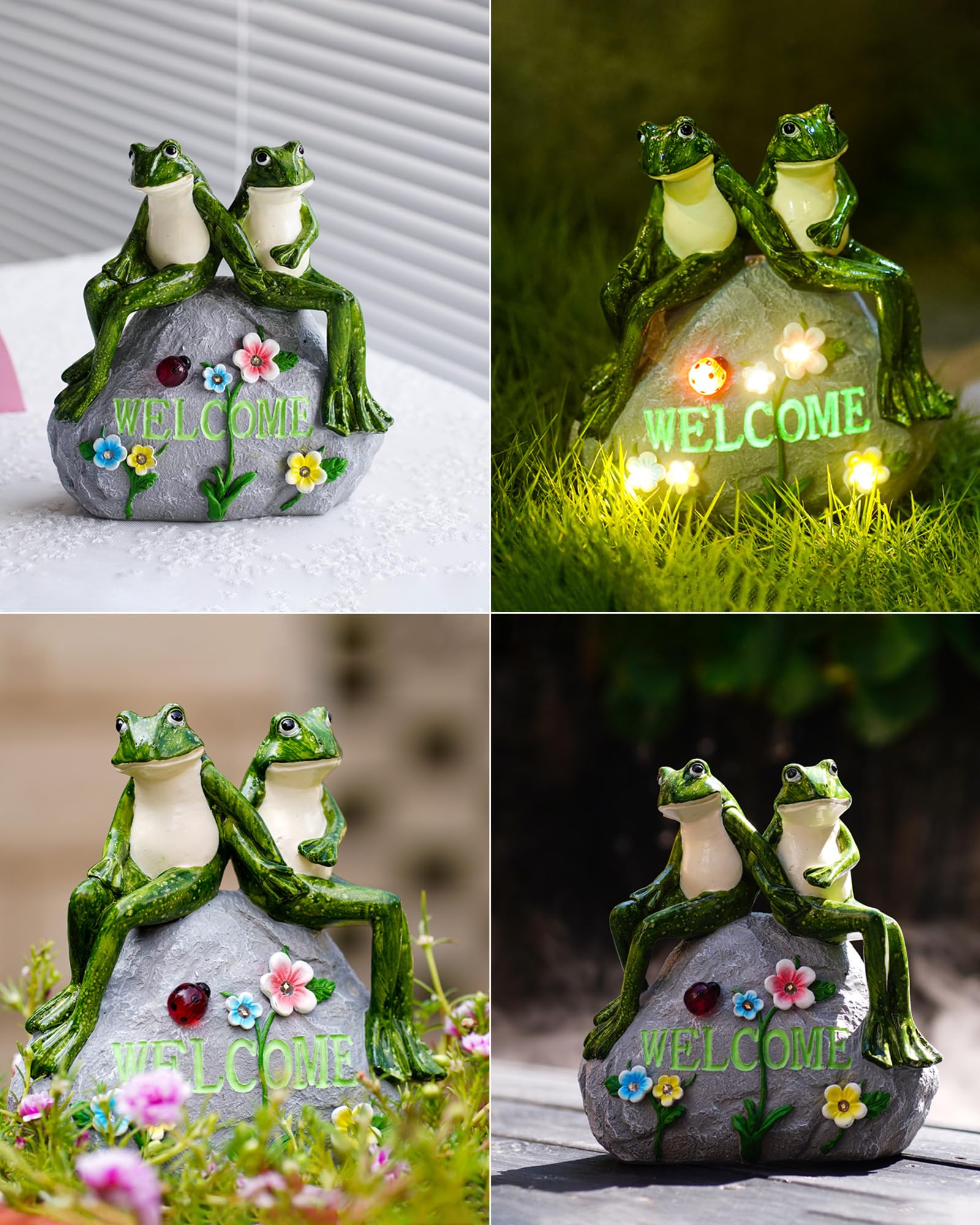 Nacome Solar Garden Outdoor Statues Turtle with Succulent and 7 LED Lights - Lawn Decor Statue for Patio, Balcony, Yard Ornament - Gifts for Mom Grandma Women