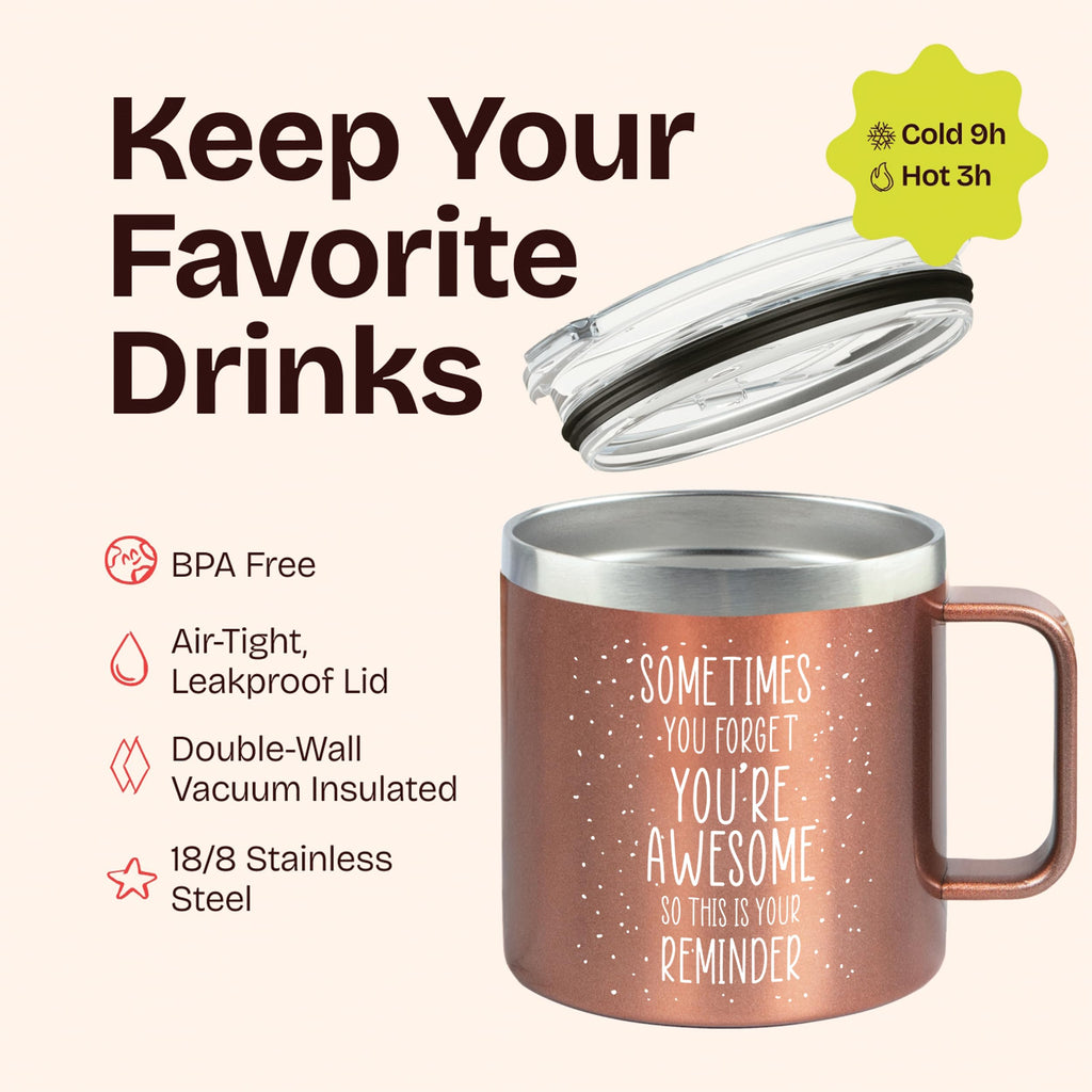 Birthday Gifts for Women Friendship - Purple Gifts for Women Coffee Mug 14oz Sometimes You Forget You're Awesome Unique Gift Idea for Older Women Over 50, 60, Inspirational Cup for Mom, Her