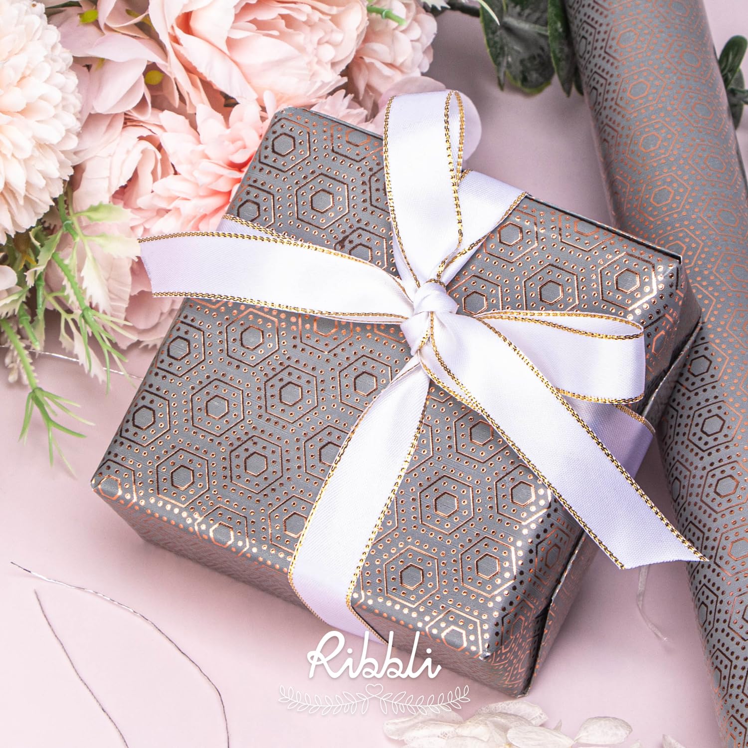 Ribbli Birthday Wrapping Paper Iridescent Gift Wrapping Paper Mini Roll, 3 Rolls Happy Birthday Polka Dots Stripes Printed Assortment - 17 inch x 120 inch(10feet) Per Roll