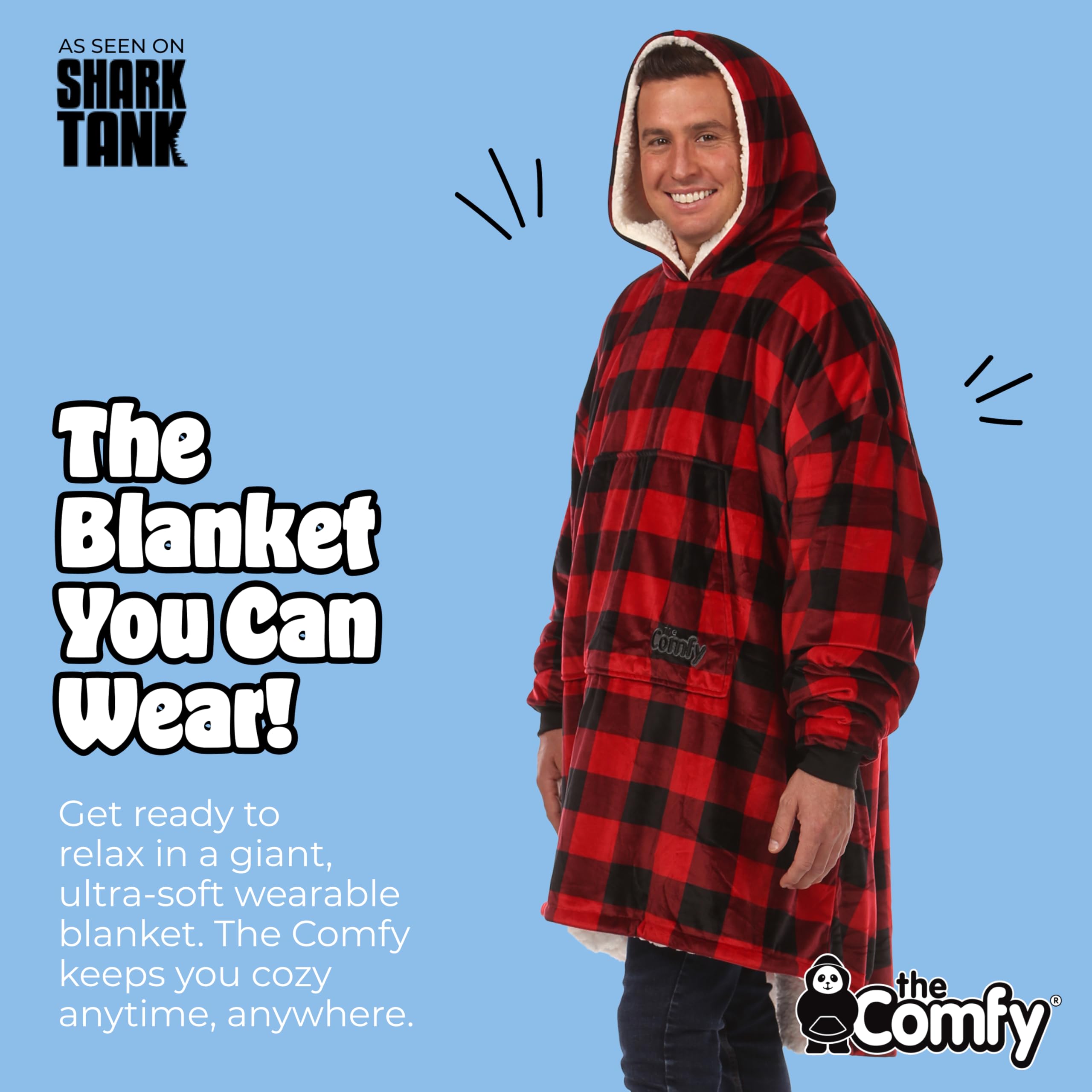 THE COMFY Original | From Shark Tank | Patented | Oversized Sherpa Wearable Blanket Hoodie| Gift for Women & Men | One Size