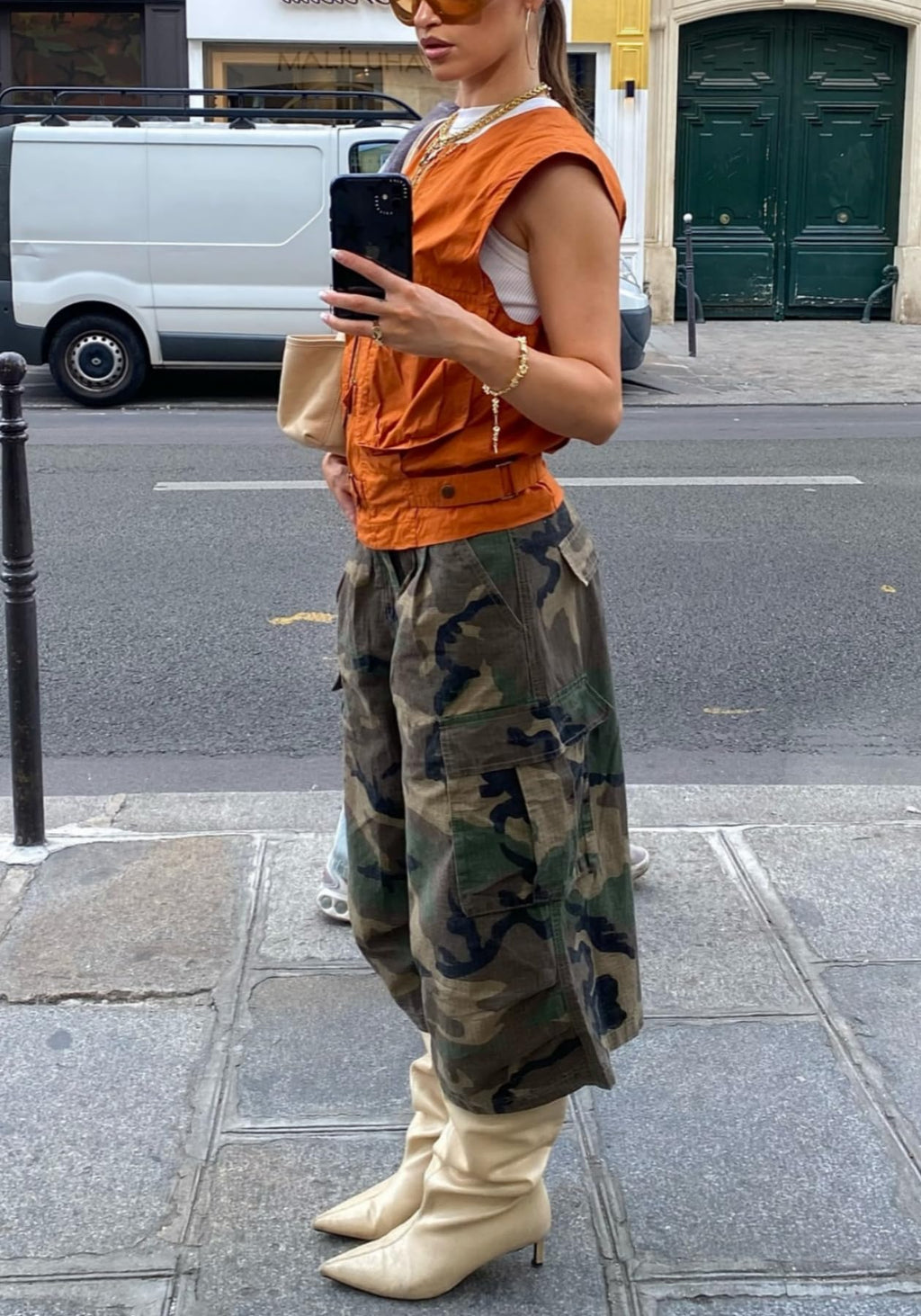 Unybwonn Women Baggy Cargo Jeans Camo Army Fatigue Wide Leg Harem Cropped Denim Pants Plus Size Camouflage Jean Trousers