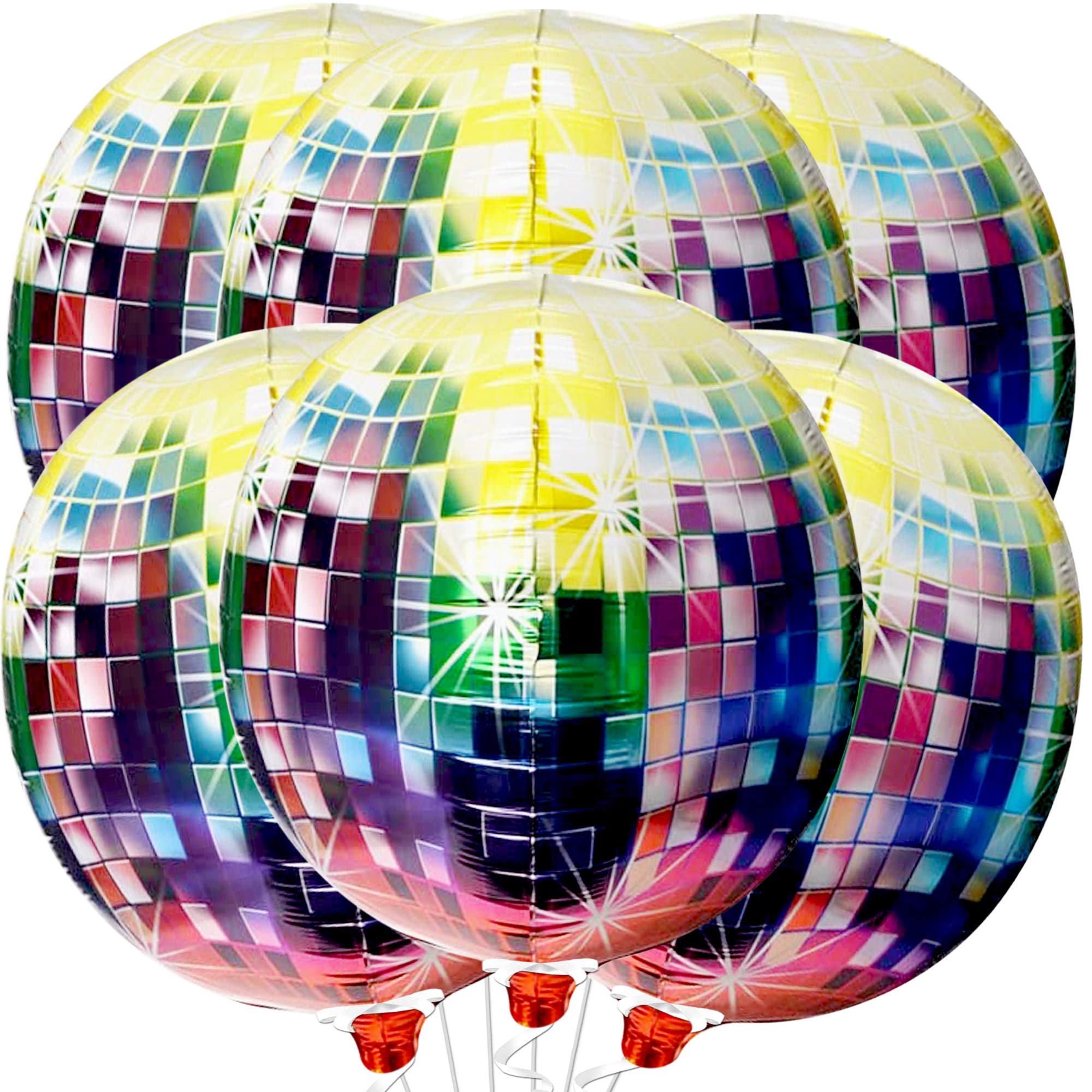 KatchOn, Big Silver Disco Ball Balloons - 22 Inch, Pack of 6 | Disco Party Decorations, 4D Sphere Disco Balloons for 70s Theme Party Decor, Bachelorette Party Decorations | Graduation Decorations 2026