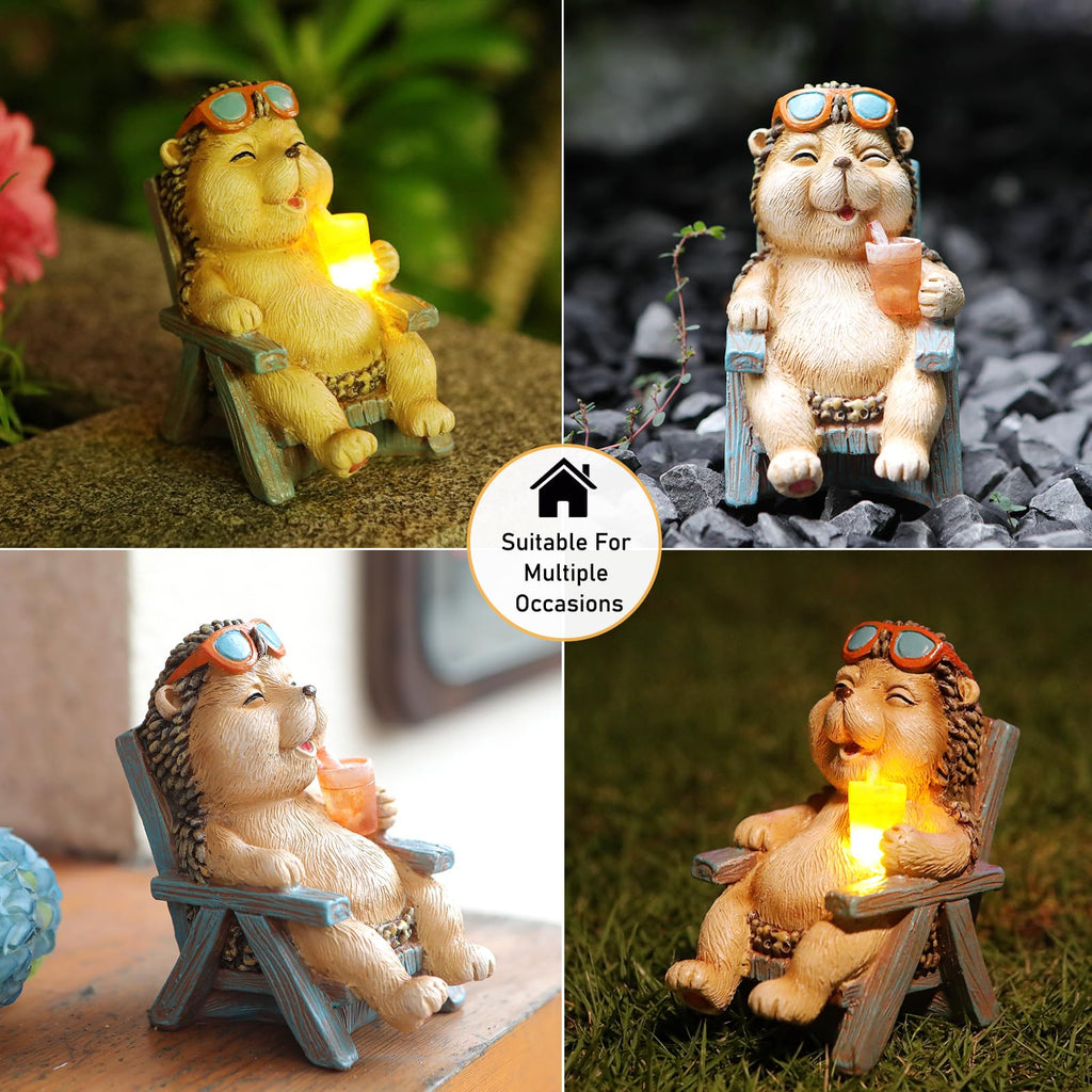 FOXMIS Miniature Frog Garden Statue Mom Dad Gifts Home Decorations Fairy Garden Accessories Outdoor Lights Solar Garden Frog Decor Art Housewarming Gift for Patio,Yard,Lawn Ornament,3.89"x2.36"x3.93