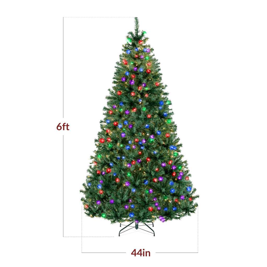Best Choice Products White Christmas Tree 6ft Pre-Lit Artificial Pine Tree Premium Holiday Decoration w/Warm White Lights, Stand, Easy Assembly