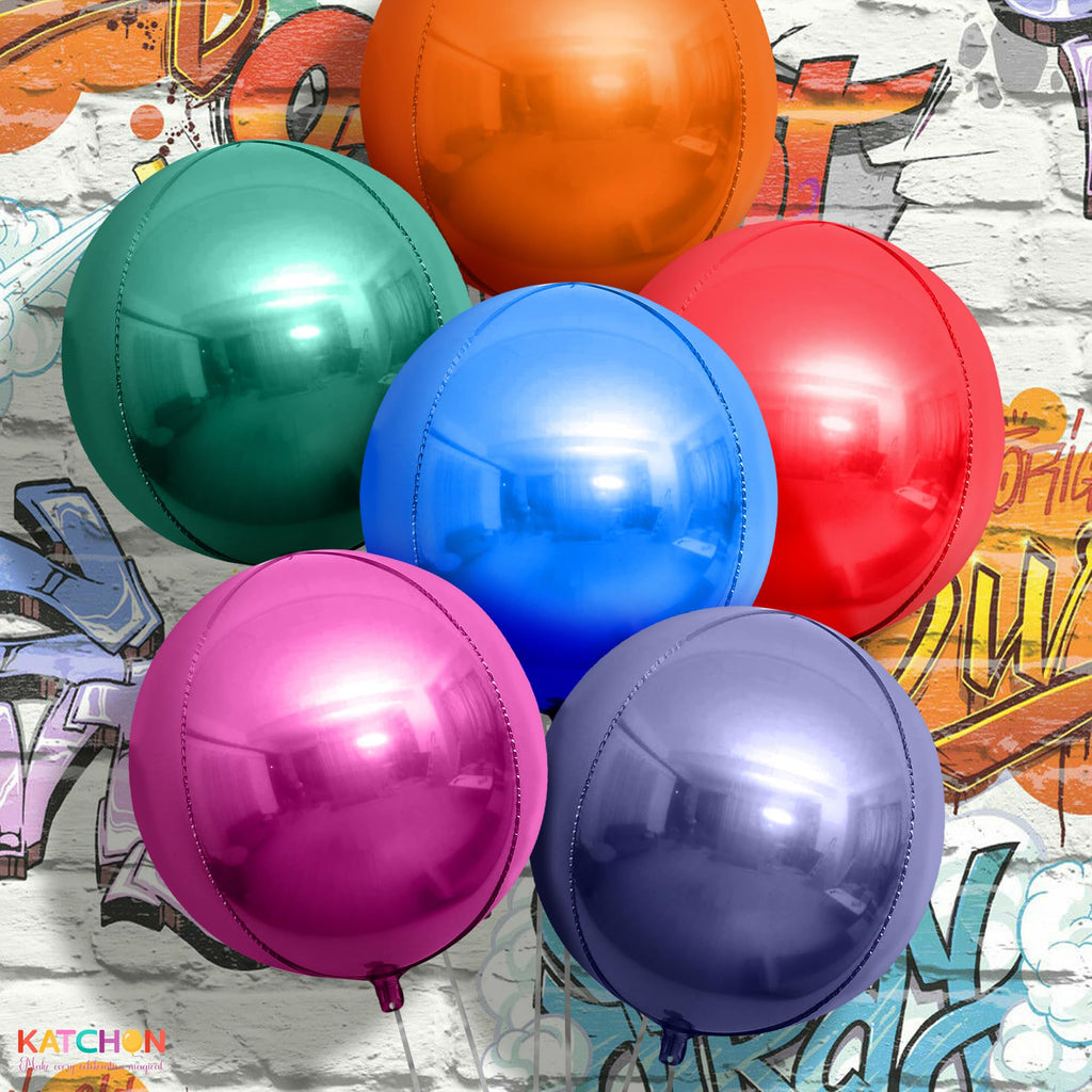 KatchOn, Big Silver Disco Ball Balloons - 22 Inch, Pack of 6 | Disco Party Decorations, 4D Sphere Disco Balloons for 70s Theme Party Decor, Bachelorette Party Decorations | Graduation Decorations 2026