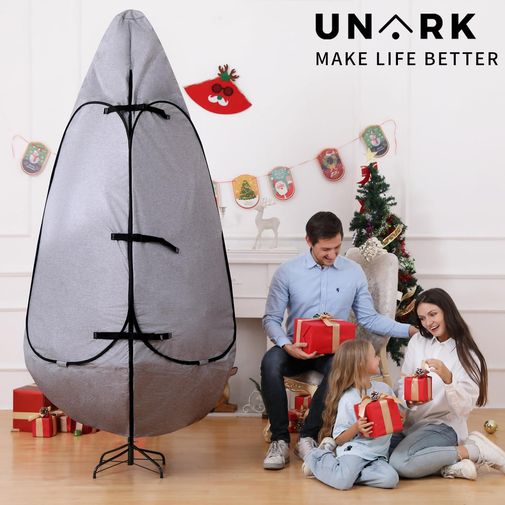 Upright Christmas Tree Storage Bag 7.5 Ft, Artificial Christmas Tree Storage Bag 6.5ft, Christmas Tree Cover for Upright Storage Fit 6 Ft / 6.5 Ft / 7 Ft / 7.5 Gray