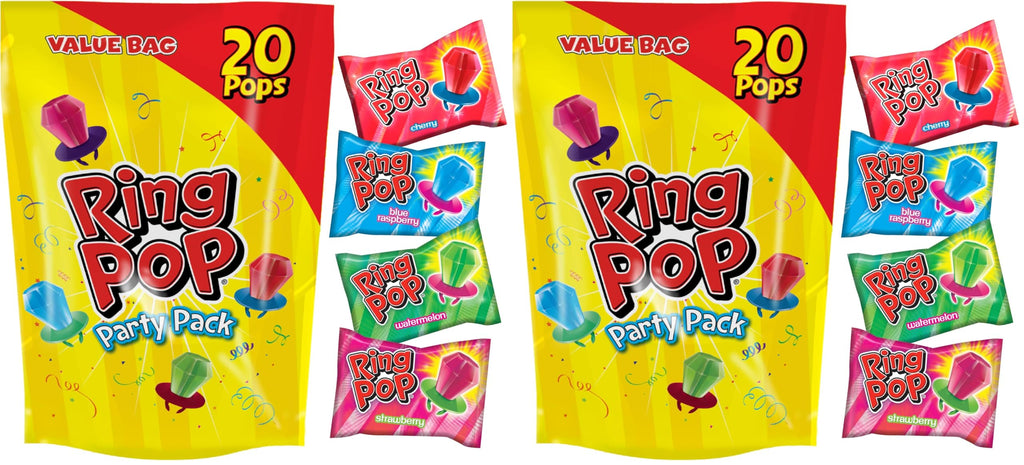 Ring Pop Lollipops - Bulk Candy Individually Wrapped Suckers Variety Party Pack- 50 Count w/Assorted Flavors - Hard Candy for Party Favors, Kids & Goodie Bags, 25 Ounce