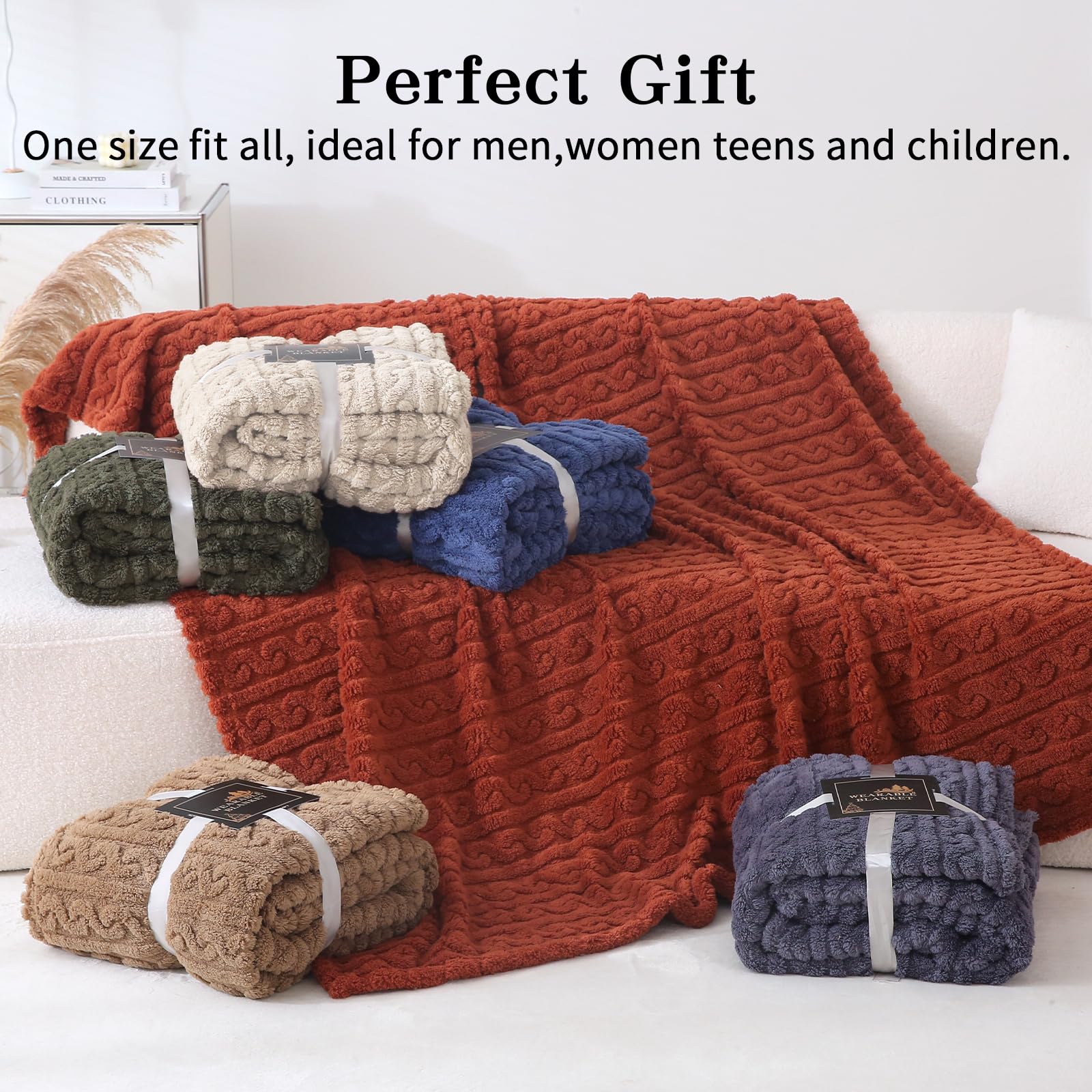 Wearable Blanket Poncho Cape Wrap for Adult, Cozy Sherpa Fleece Pocketed Shawl TV Throw Blankets for Office and Lounge(Caramel,58'' x 64'')