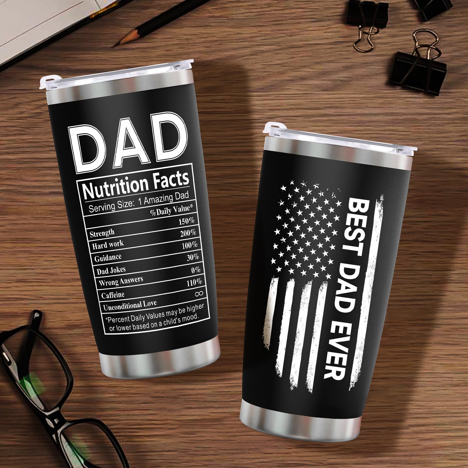 Erpotyl Fathers Day Dad Gifts for Men- 20Oz Stainless Steel Tumbler Indoor Outdoor Work Essentials Leakproof Camping Gym Office Cup with Lid and Straw Birthday Gifts for Him Stepdad Husband Dad Uncle