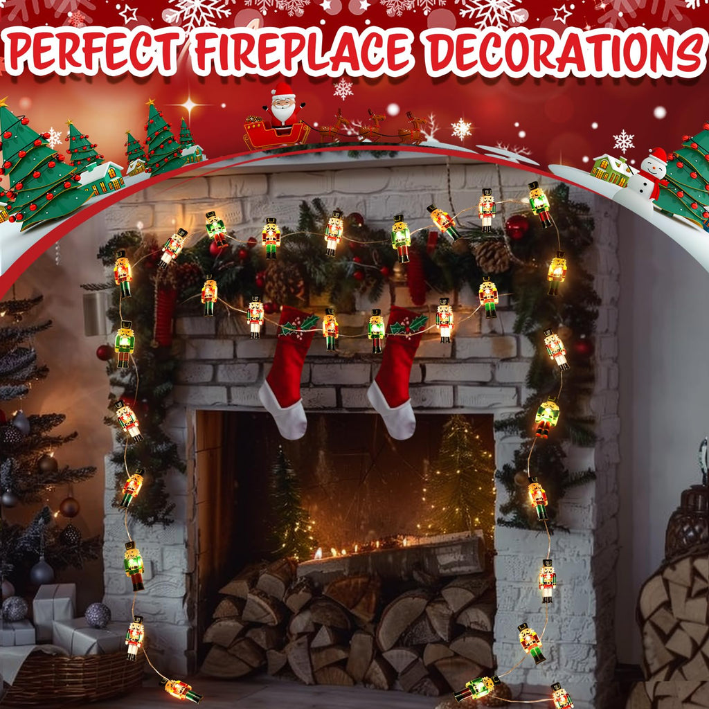 Coquimbo Christmas Decorations Indoor 10FT 30 LED Nutcracker String Lights Cute Fairy Lights Indoor Outdoor for New Year Party, Fireplace, Window, Front Door