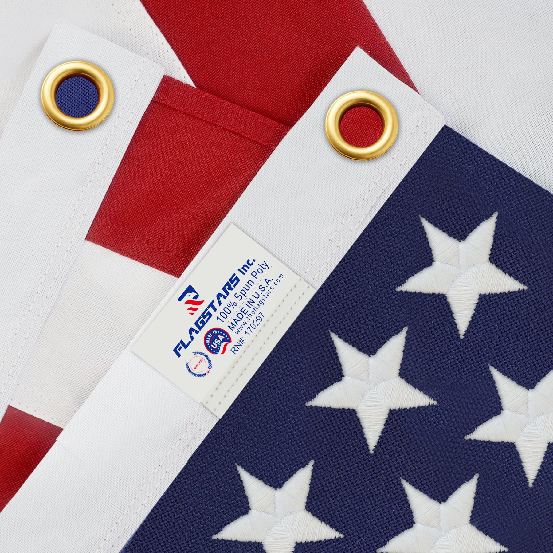 American Flag Durable Nylon 3x5 Ft Outdoor Heavy Duty,100% Nylon fabric made in the USA ,Longest Lasting Non Fading American Flags for Outside 3x5,Waterproof Embroidered American Flag, All Weather US Flags Use Outdoor High Wind,Tear Proof America Flag Sew