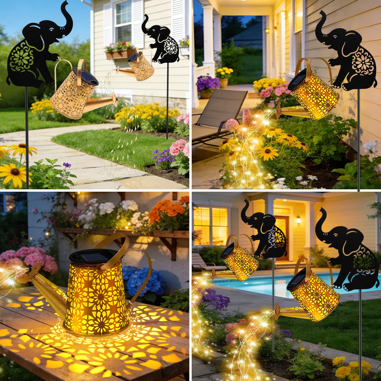 Solar Watering Can Lights, Cat Hanging Lantern Solar Lights Outdoor, Cat Lover Gifts for Mom Women Birthday Mother's Day Christmas, Waterproof Garden Decor Outside Patio Yard Pathway Backyard