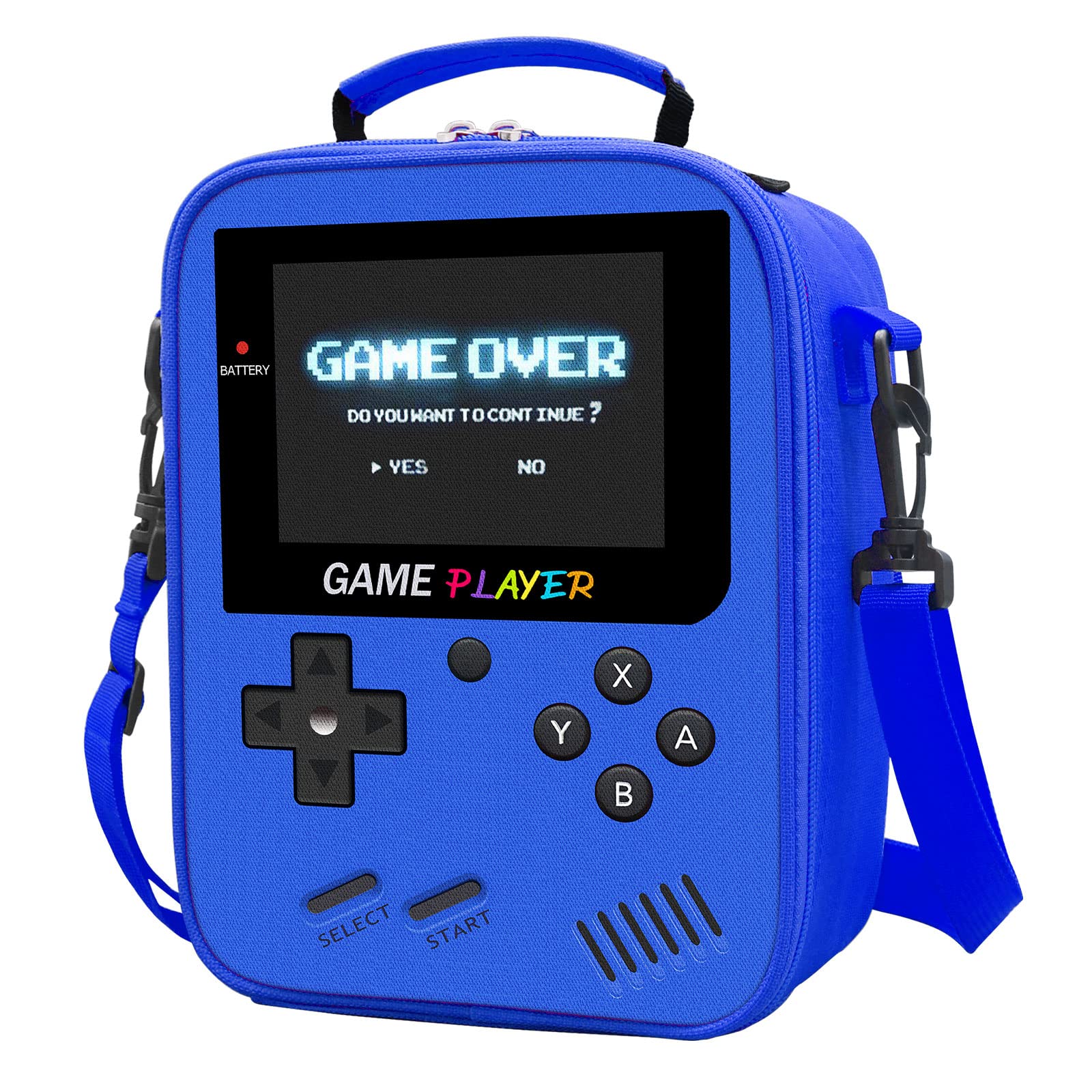 Boys Lunch Box for School, Gamer Kids Lunch Bag for Boys Girls, Insulated Video Game Lunchbox Waterproof Leakproof with Adjustable Shoulder Strap
