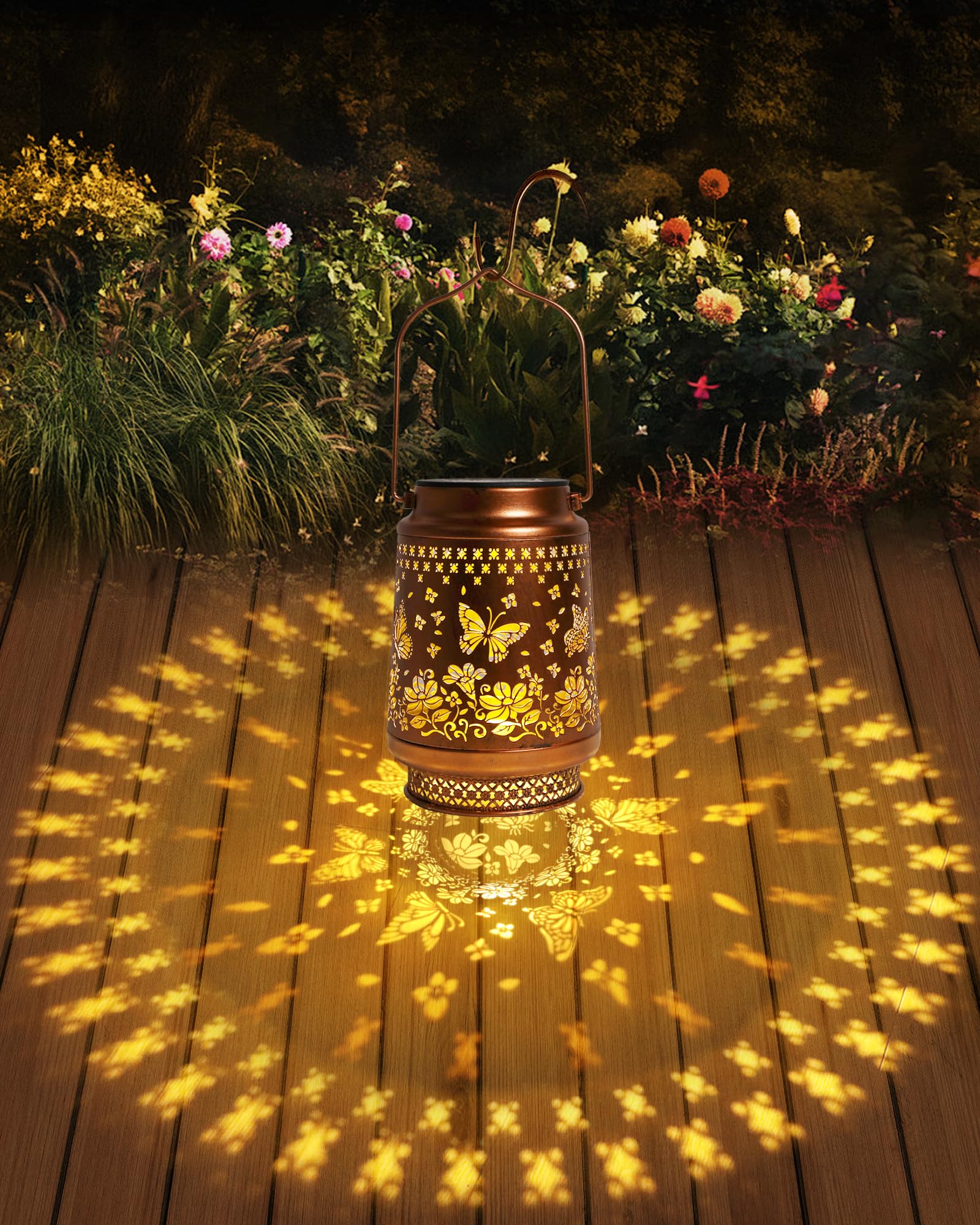 Solar Lanterns Outdoor Waterproof Hummingbird Elegant Garden Decor Birthday Gifts for Women Mom Grandma Sister Metal Hanging Solar Lights Outside Gardening Decorations for Backyard, Patio, Lawn, Porch