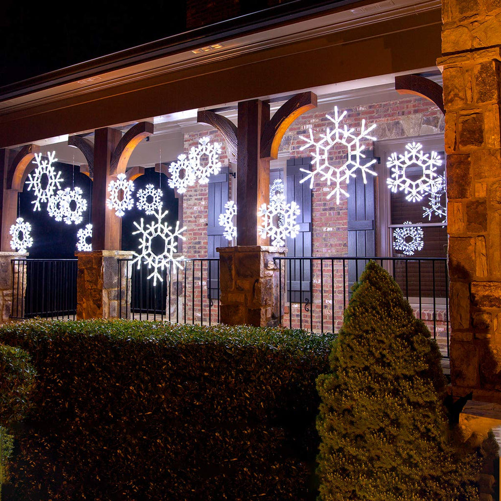 Kringle Traditions Christmas Snowflake Lights Outdoor, 105 LED 36" Folding Warm White Snowflake Hanging Light, Weather-Resistant Christmas Decoration for Yard, Window, Porch, or Eave